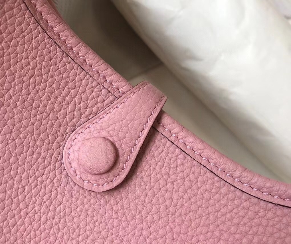 H**mes evelyne iii tpm mini bag in pink clemence leather