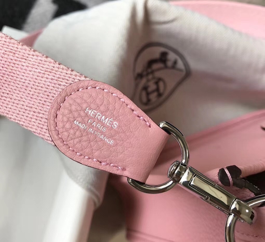 H**mes evelyne iii tpm mini bag in pink clemence leather
