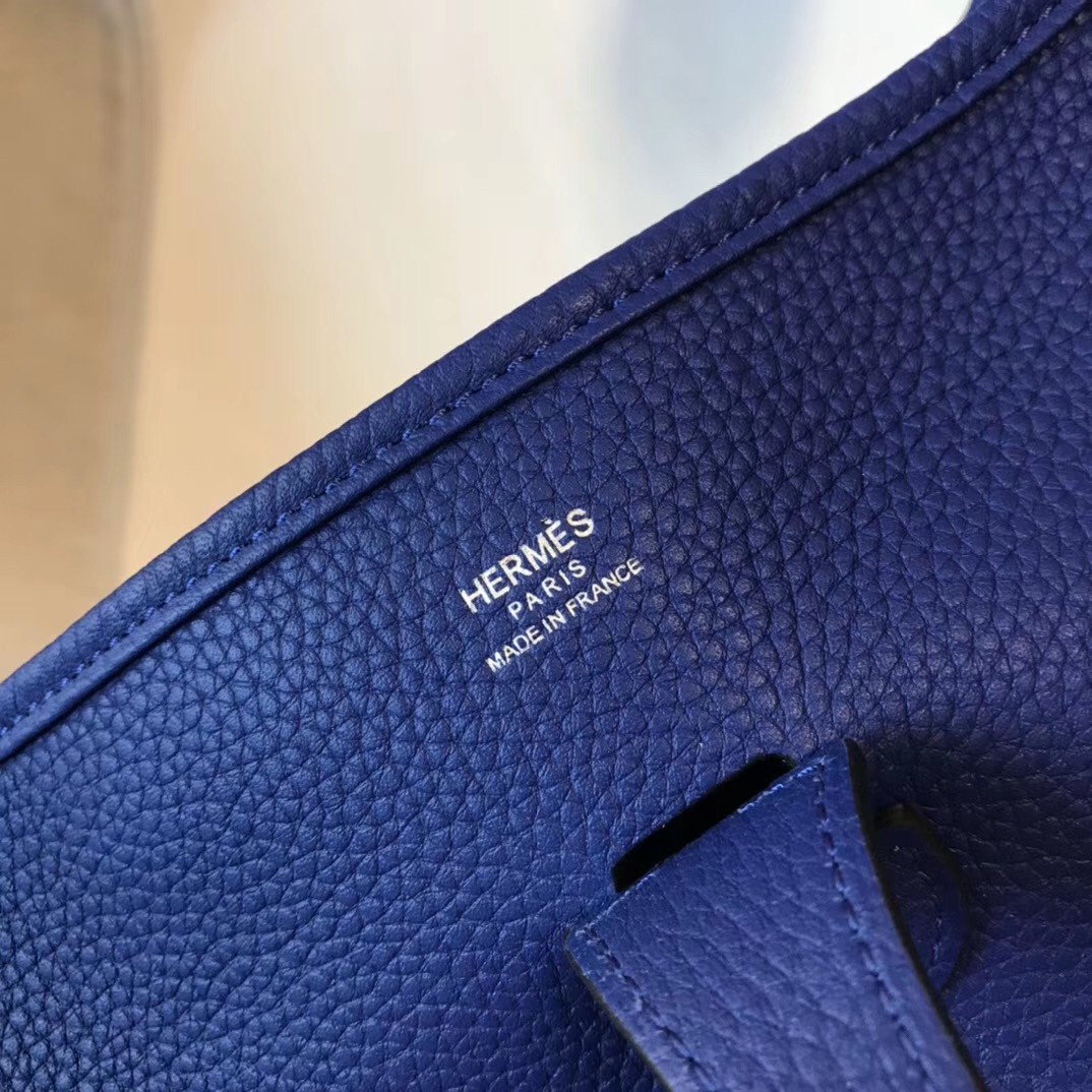 H**mes evelyne iii 29 pm bag in blue electric clemence leather