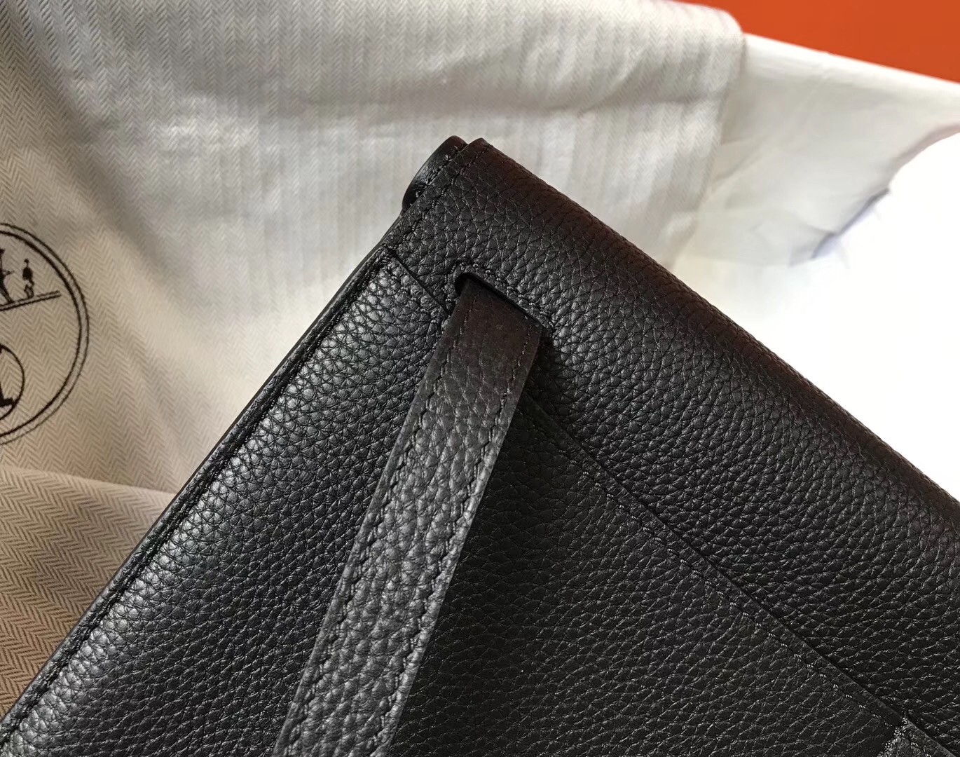 H**mes halzan 31cm bag in black clemence leather