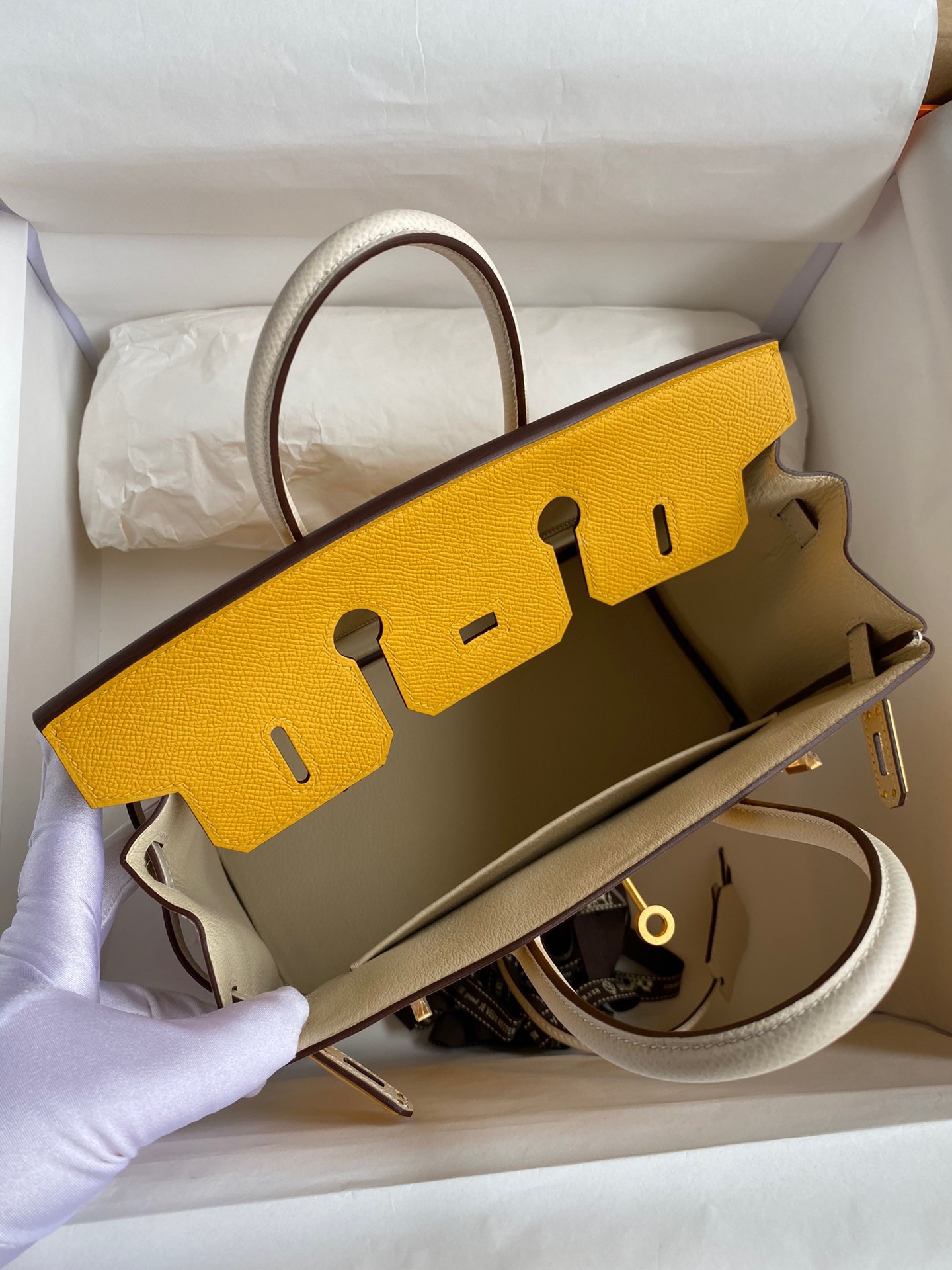 H**mes hss birkin 25 bicolor bag in jaune d