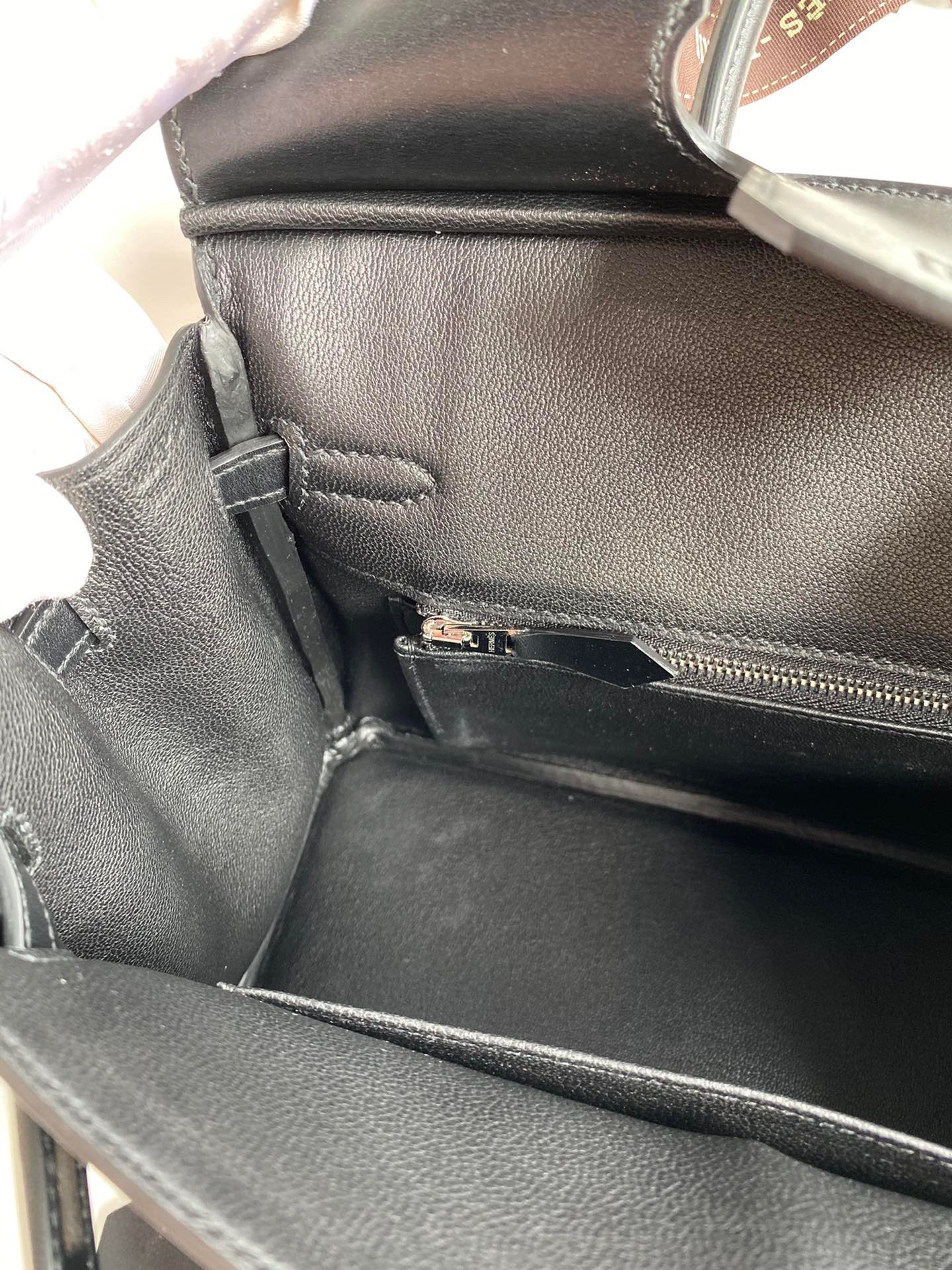 H**mes birkin 25 retourne handmade bag in black box calfskin