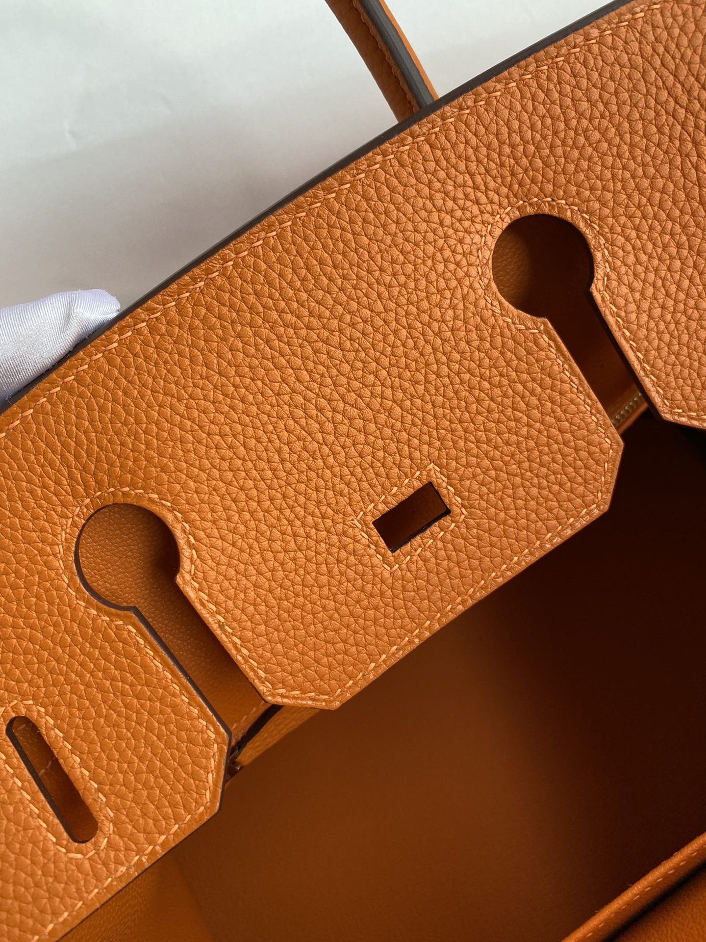 H**mes birkin 25 retourne handmade bag in orange clemence leather