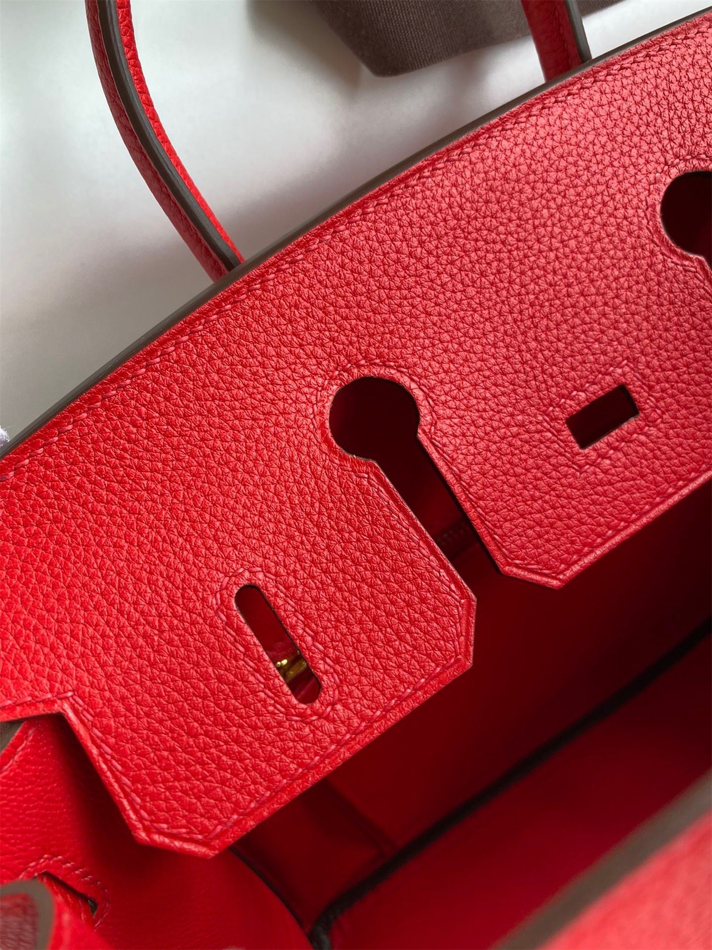 H**mes birkin 25 retourne handmade bag in red clemence leather