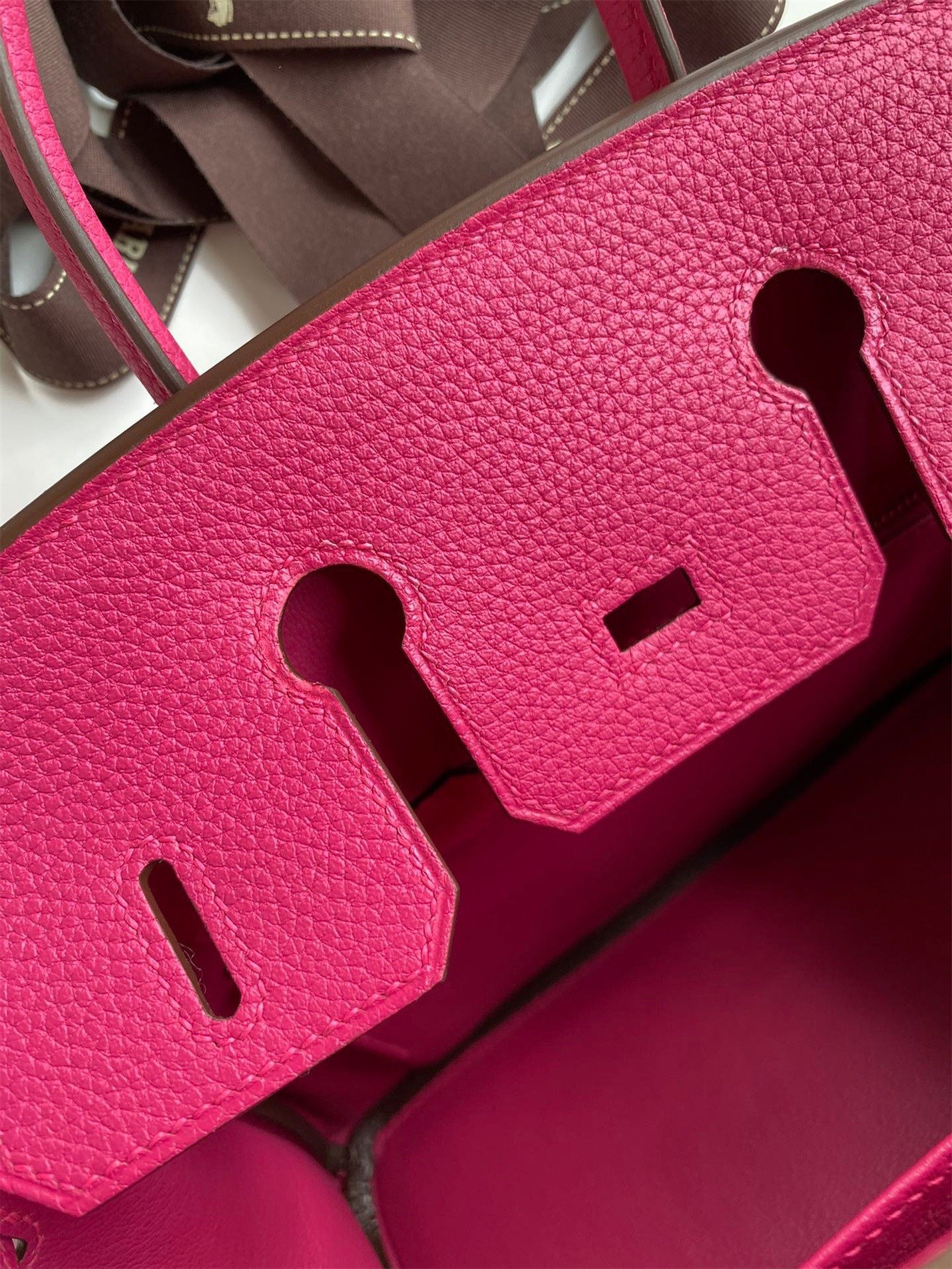 H**mes birkin 25 retourne handmade bag in rose tyrien clemence leather