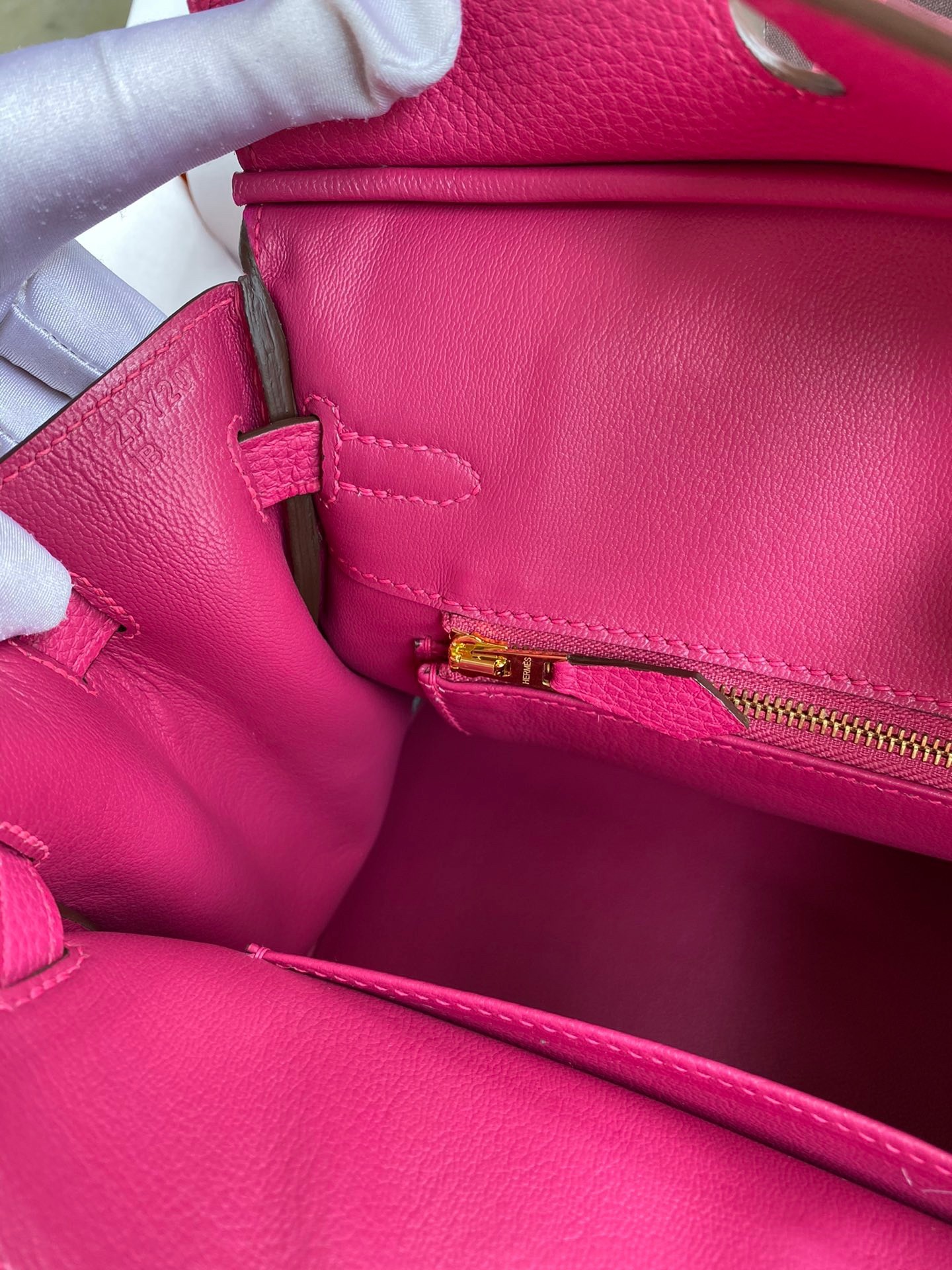H**mes birkin 25 retourne handmade bag in rose tyrien clemence leather