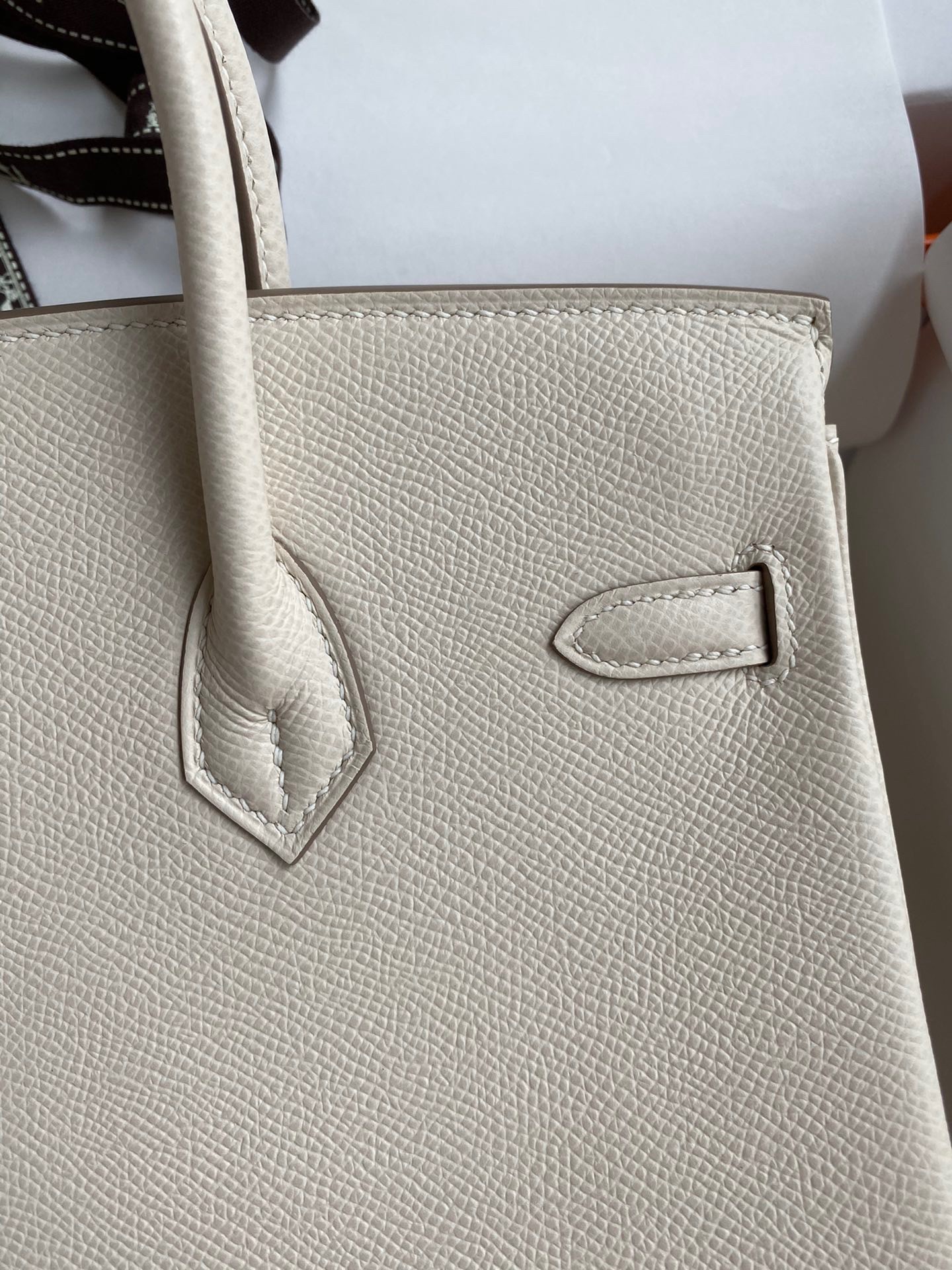 H**mes birkin 25 retourne handmade bag in craie epsom calfskin