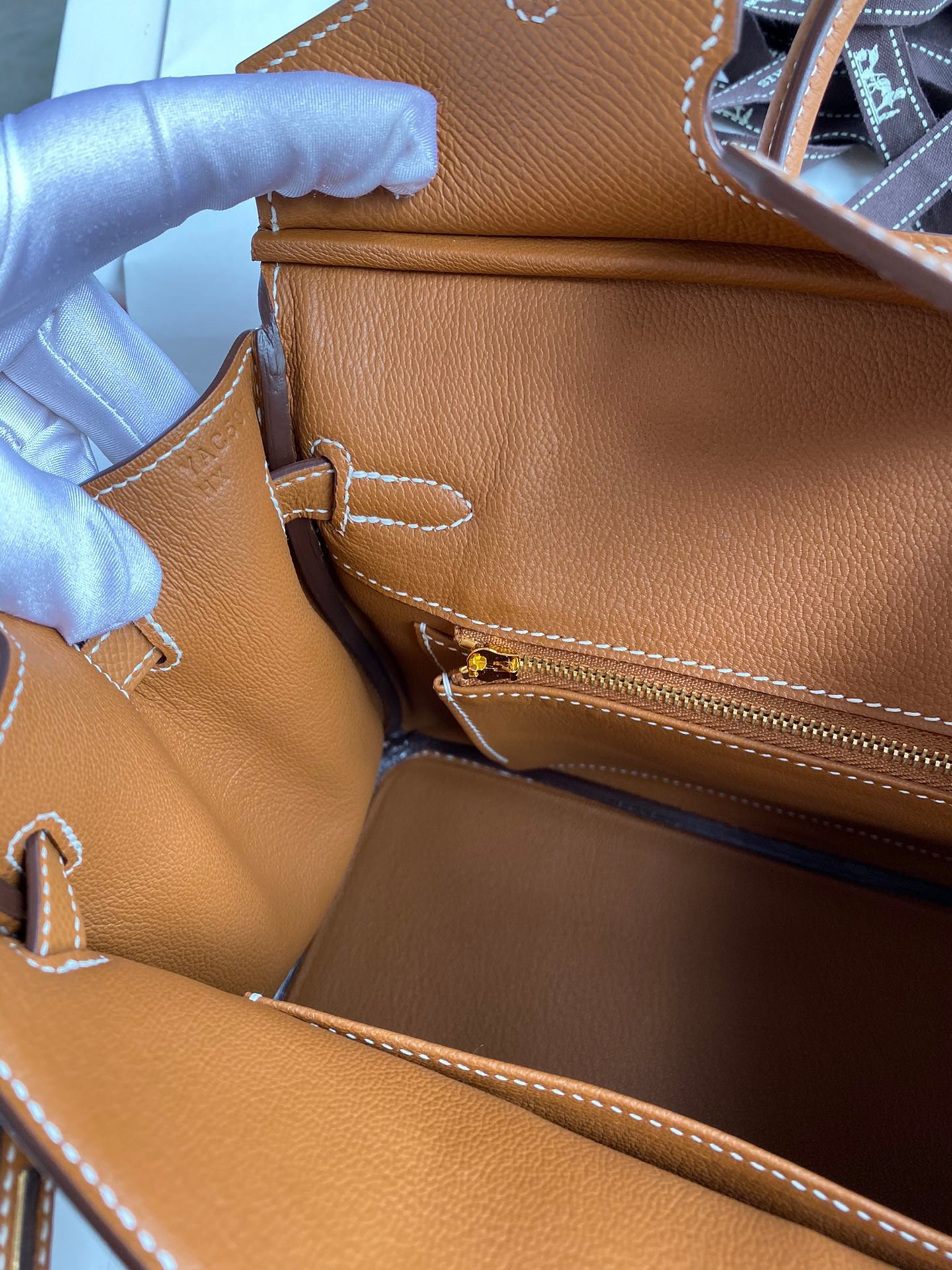 H**mes birkin 25 retourne handmade bag in gold epsom calfskin