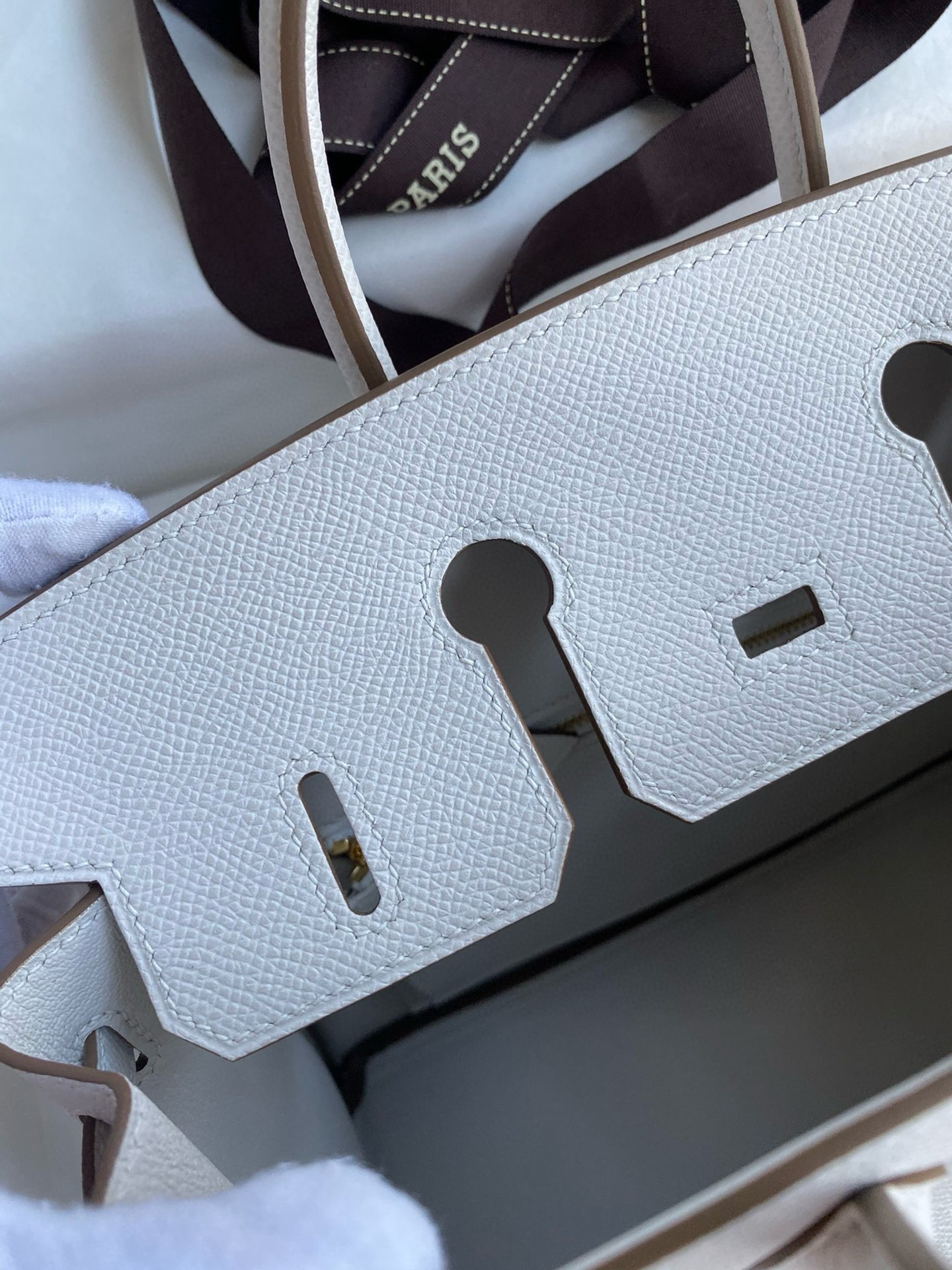 H**mes birkin 25 retourne handmade bag in gris pale epsom calfskin