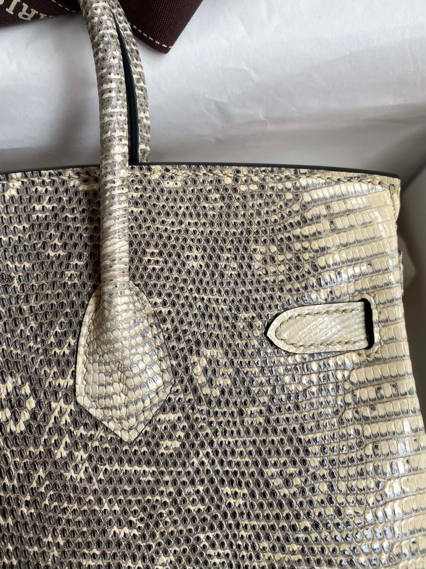 H**mes birkin 25 retourne handmade bag in ombre lizard leather
