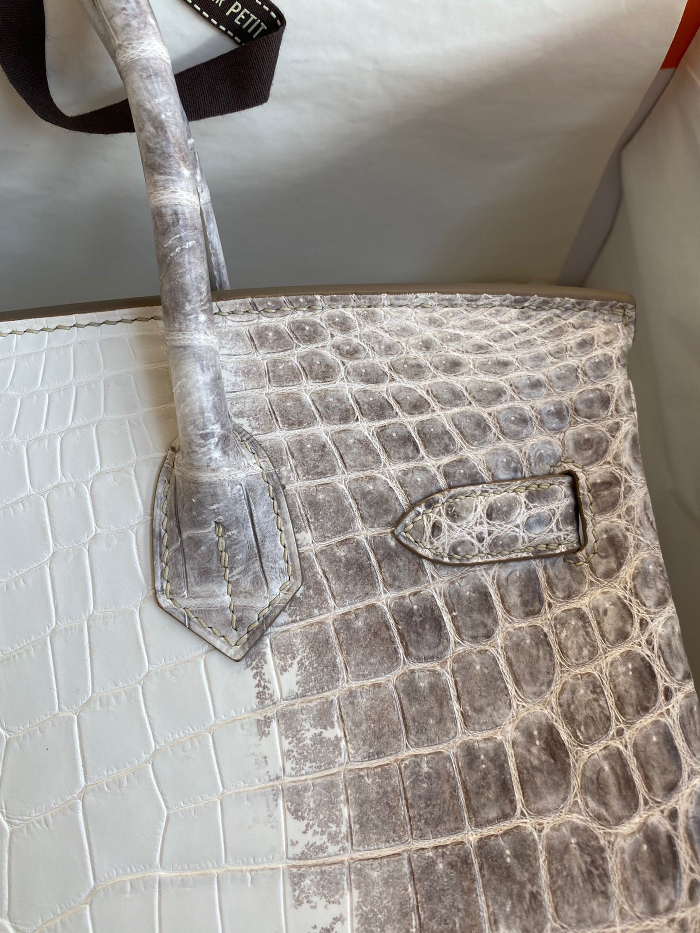 H**mes birkin 25 retourne bag in himalaya niloticus crocodile skin