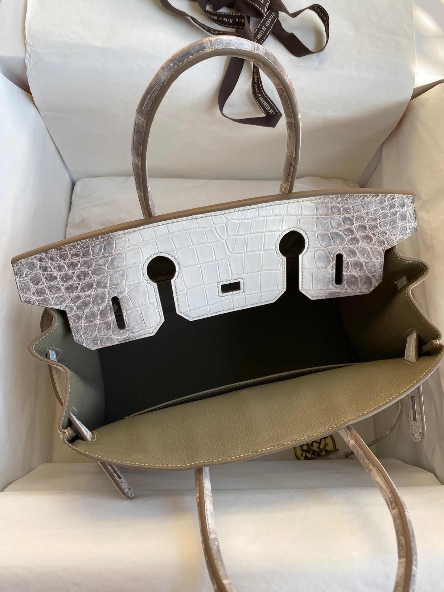 H**mes birkin 25 retourne bag in himalaya niloticus crocodile skin