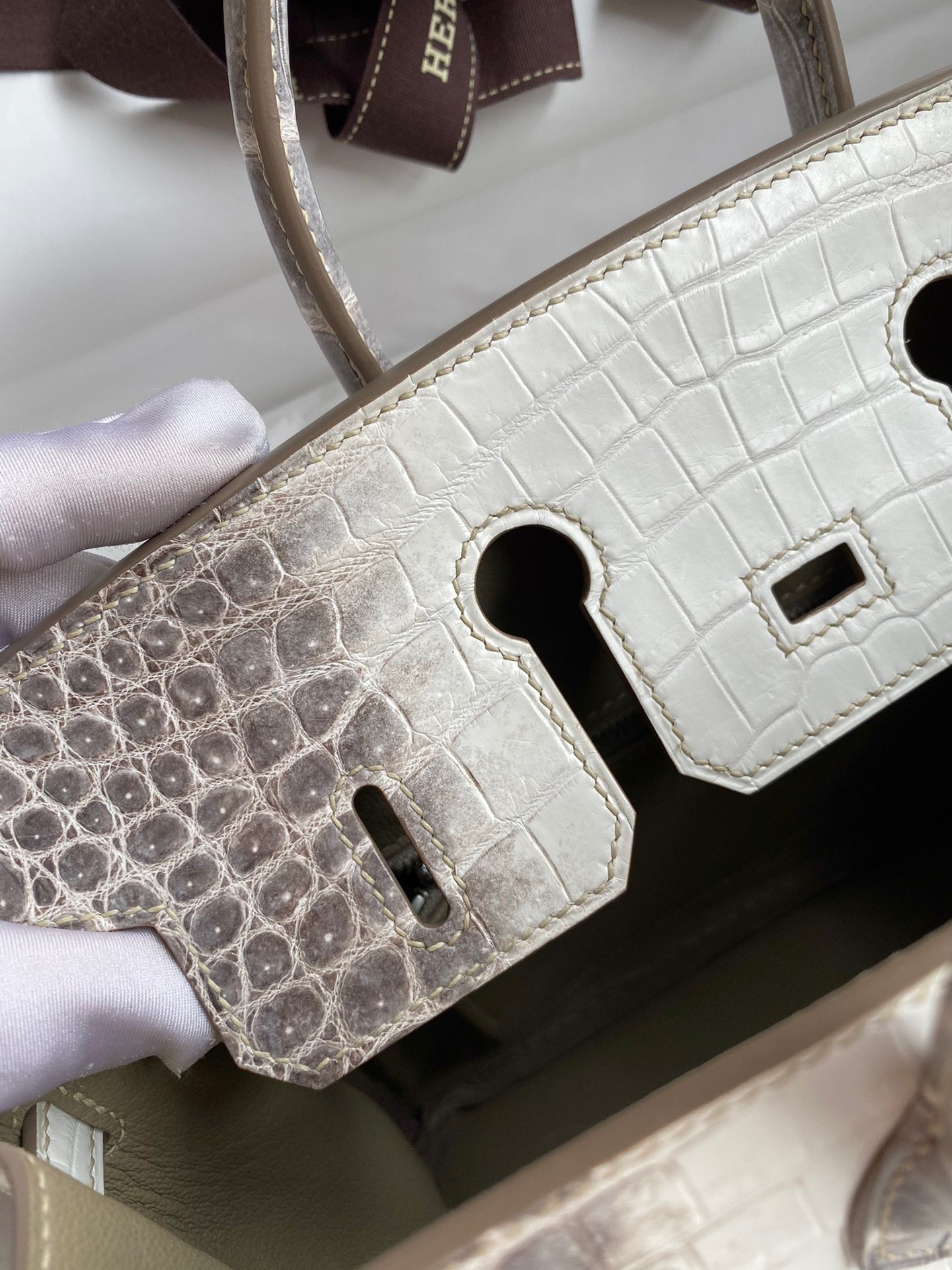 H**mes birkin 25 diamond bag in himalaya niloticus crocodile skin