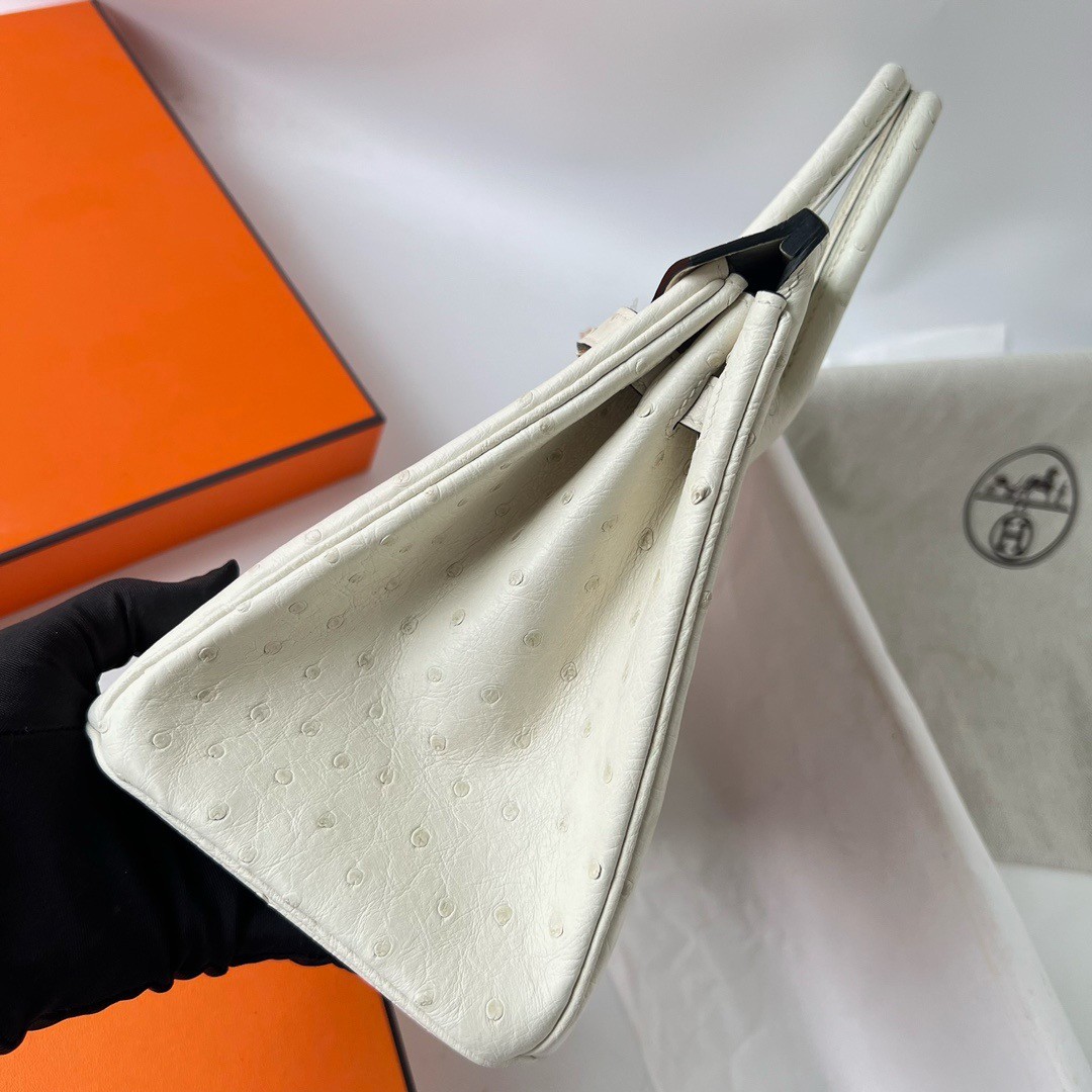 H**mes birkin 25 retourne handmade bag in beton ostrich leather