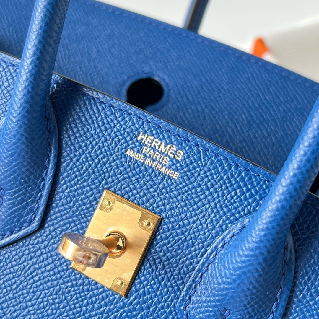H**mes birkin 25 sellier handmade bag in blue france epsom calfskin