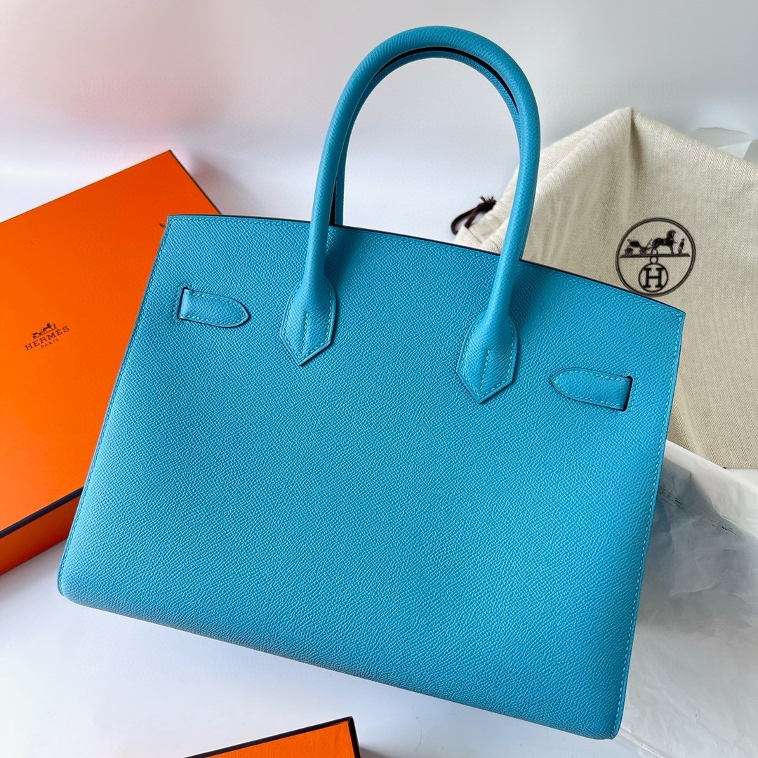 H**mes birkin 25 sellier handmade bag in celeste epsom calfskin