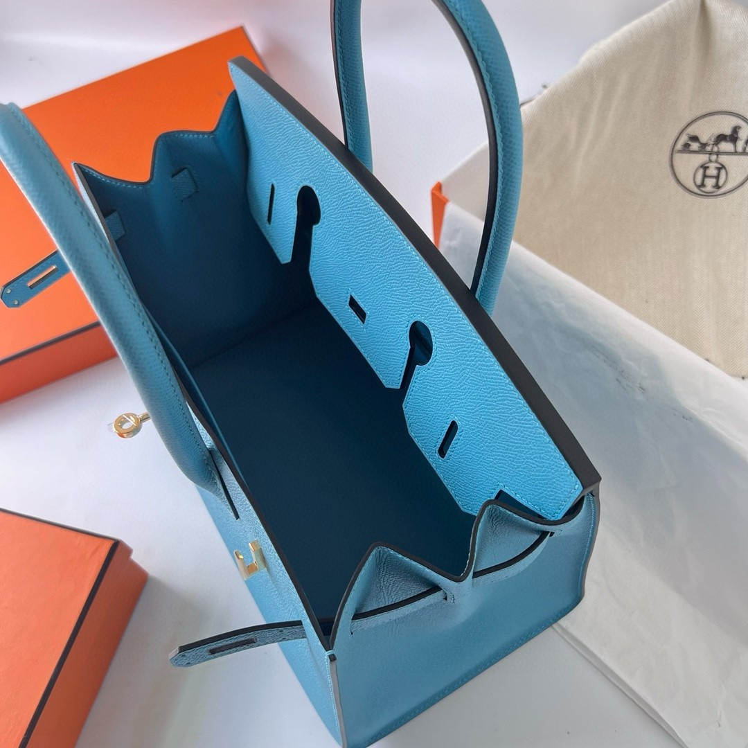 H**mes birkin 25 sellier handmade bag in celeste epsom calfskin