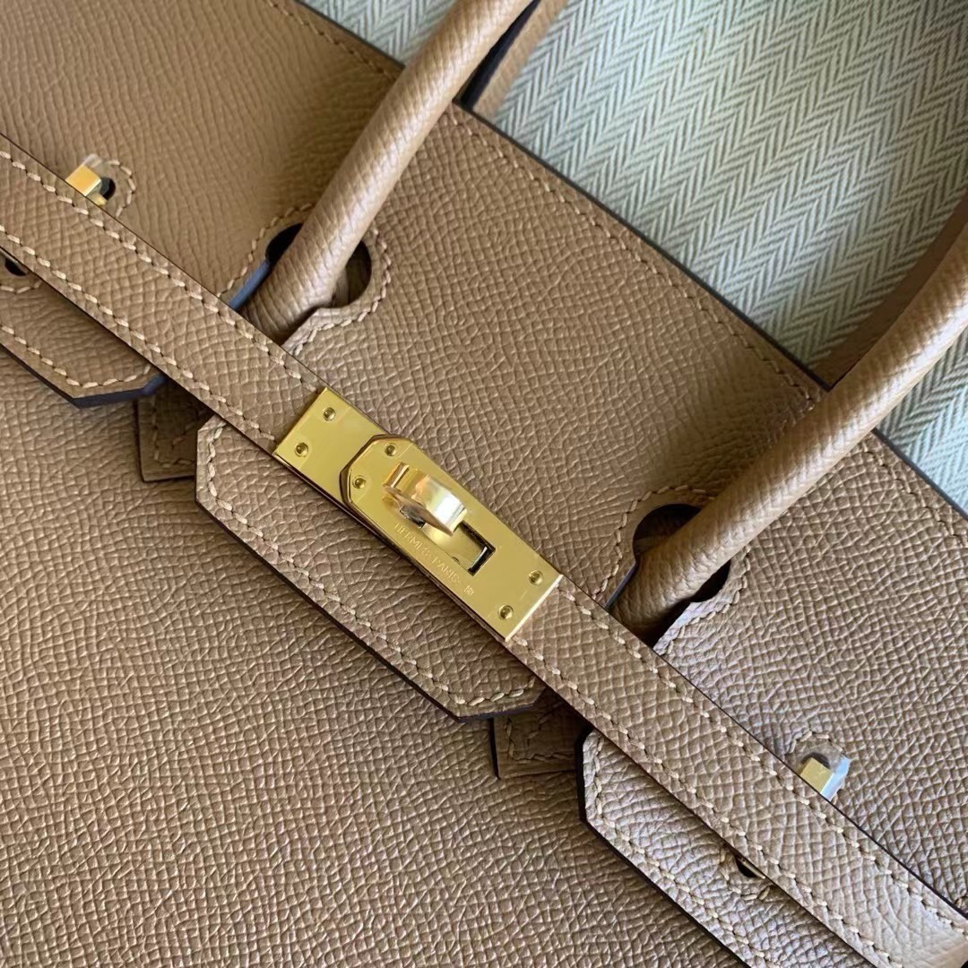 H**mes birkin 25 sellier handmade bag in chai epsom calfskin
