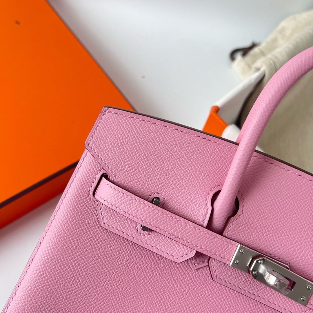 H**mes birkin 25 sellier handmade bag in mauve sylvestre epsom calfskin