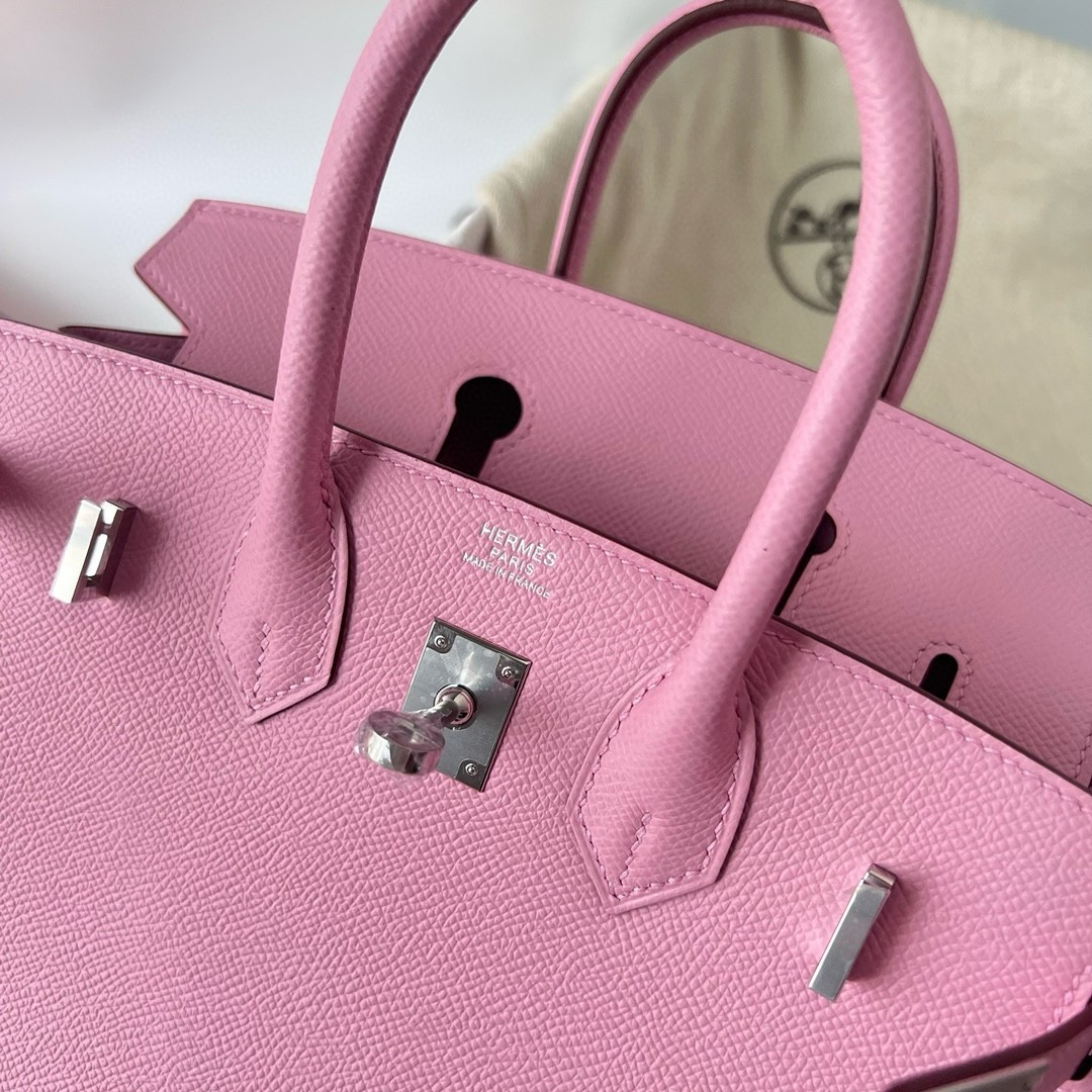 H**mes birkin 25 sellier handmade bag in mauve sylvestre epsom calfskin
