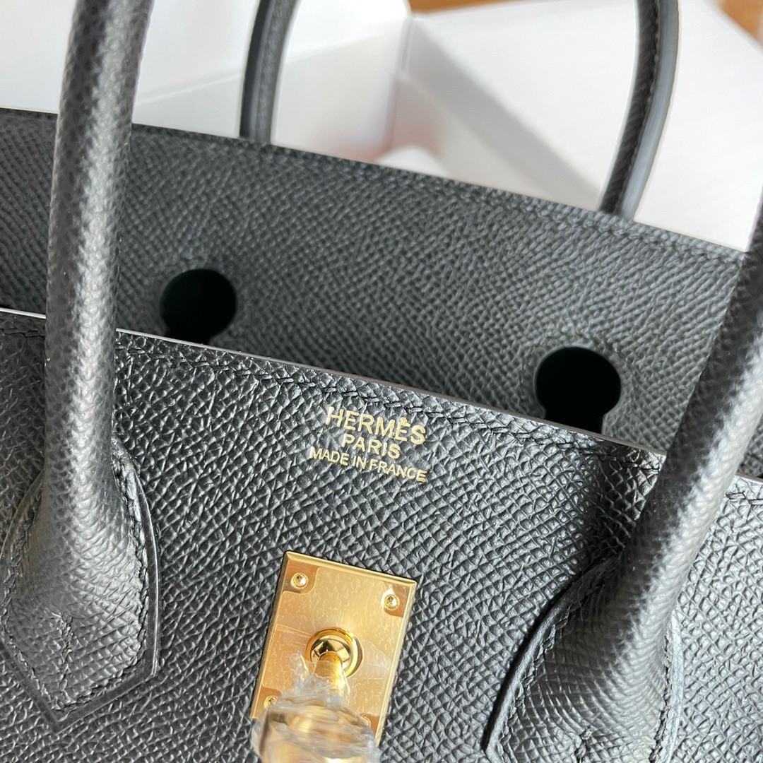 H**mes birkin 25 sellier handmade bag in black epsom calfskin