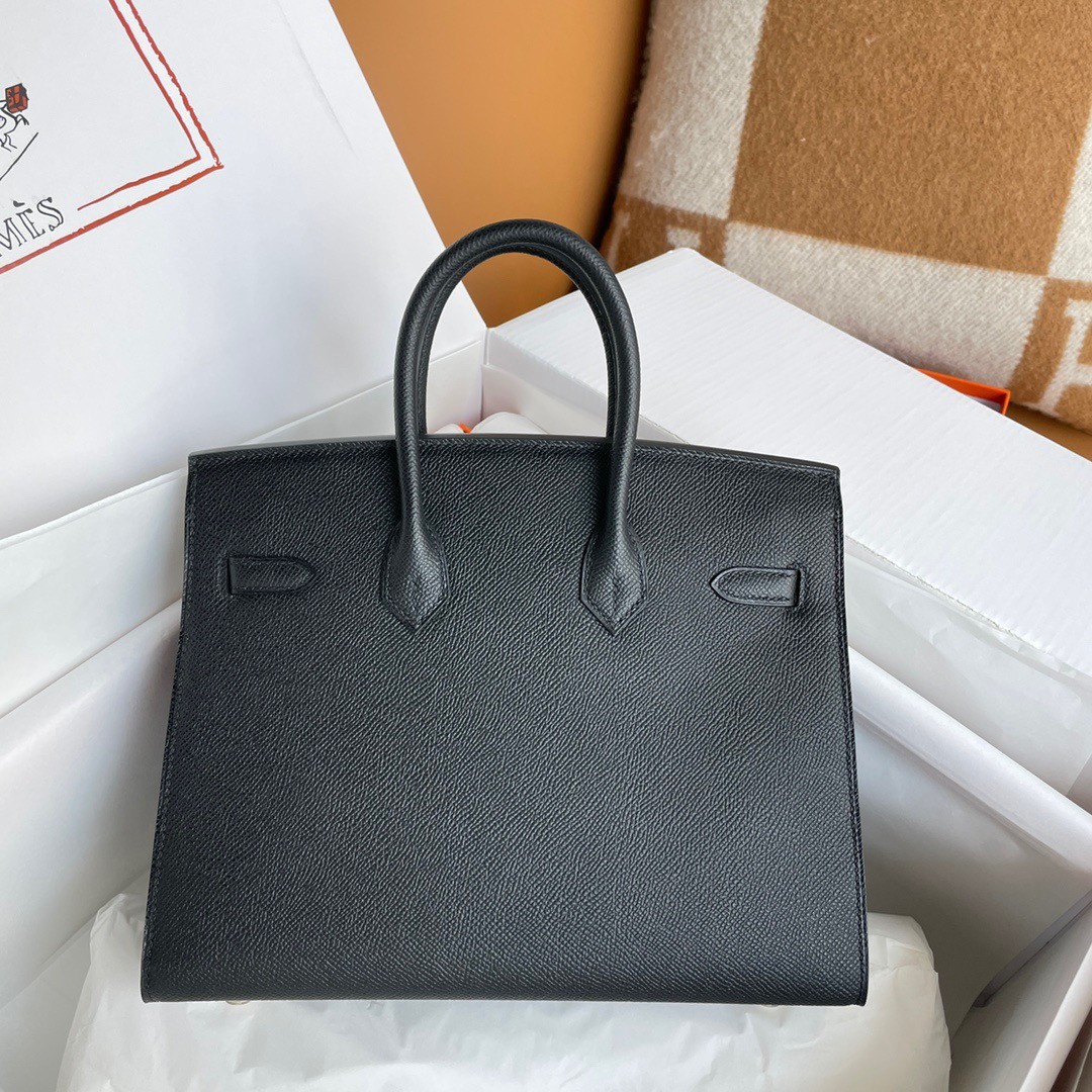H**mes birkin 25 sellier handmade bag in black epsom calfskin