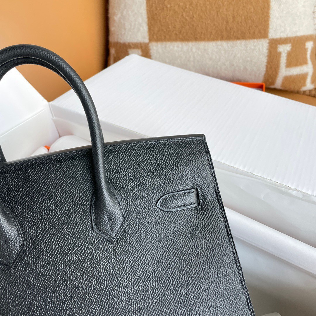 H**mes birkin 25 sellier handmade bag in black epsom calfskin