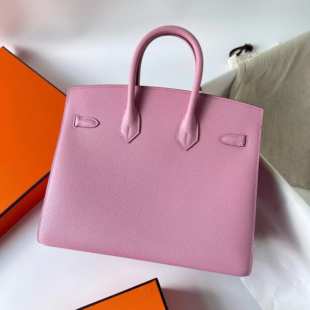 H**mes birkin 25 sellier handmade bag in rose confetti epsom calfskin