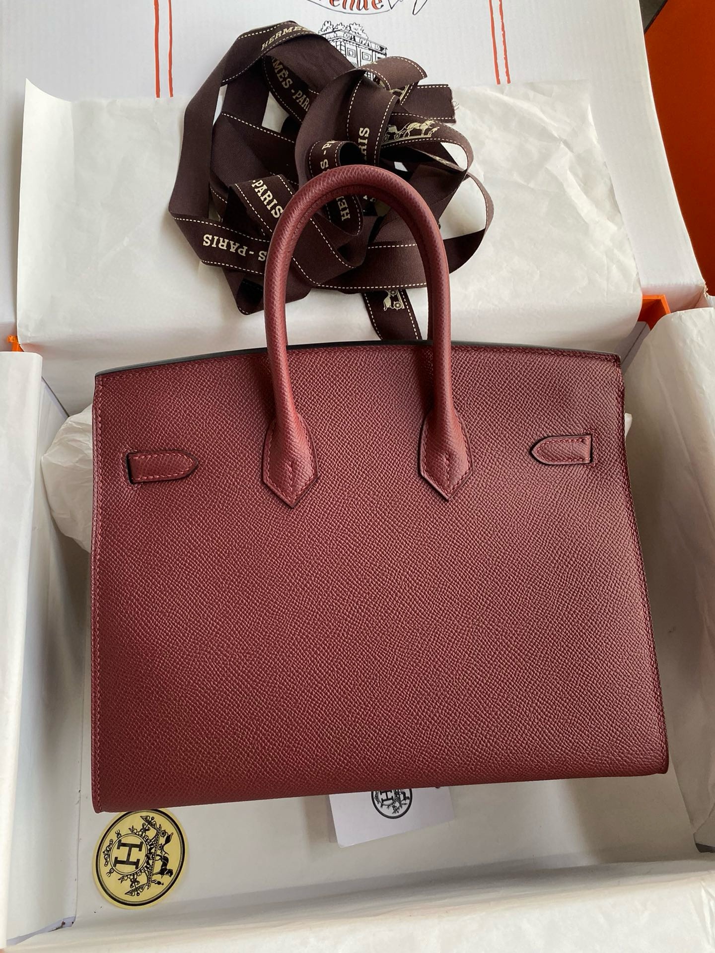 H**mes birkin 25 sellier handmade bag in rouge h epsom calfskin
