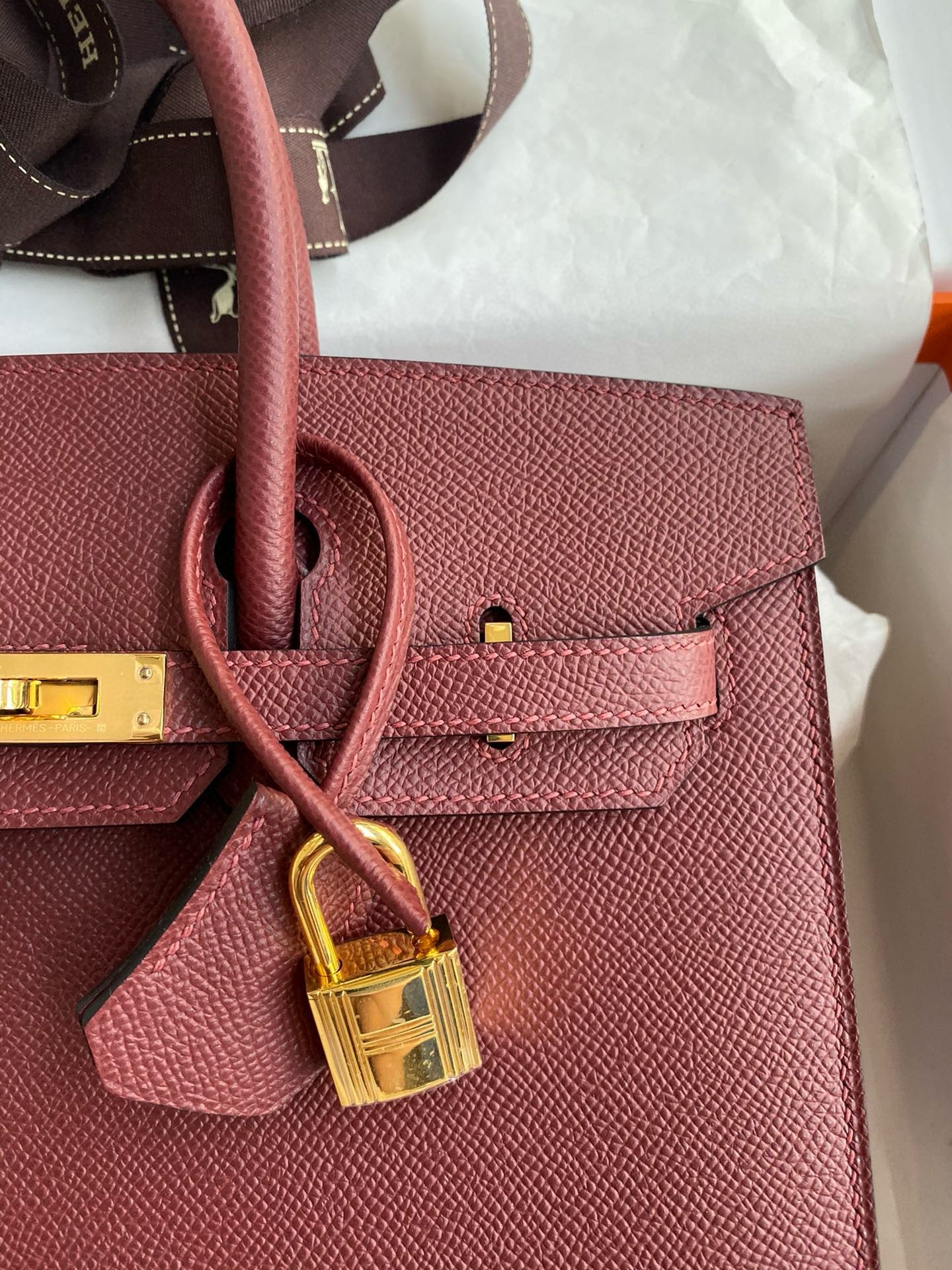 H**mes birkin 25 sellier handmade bag in rouge h epsom calfskin