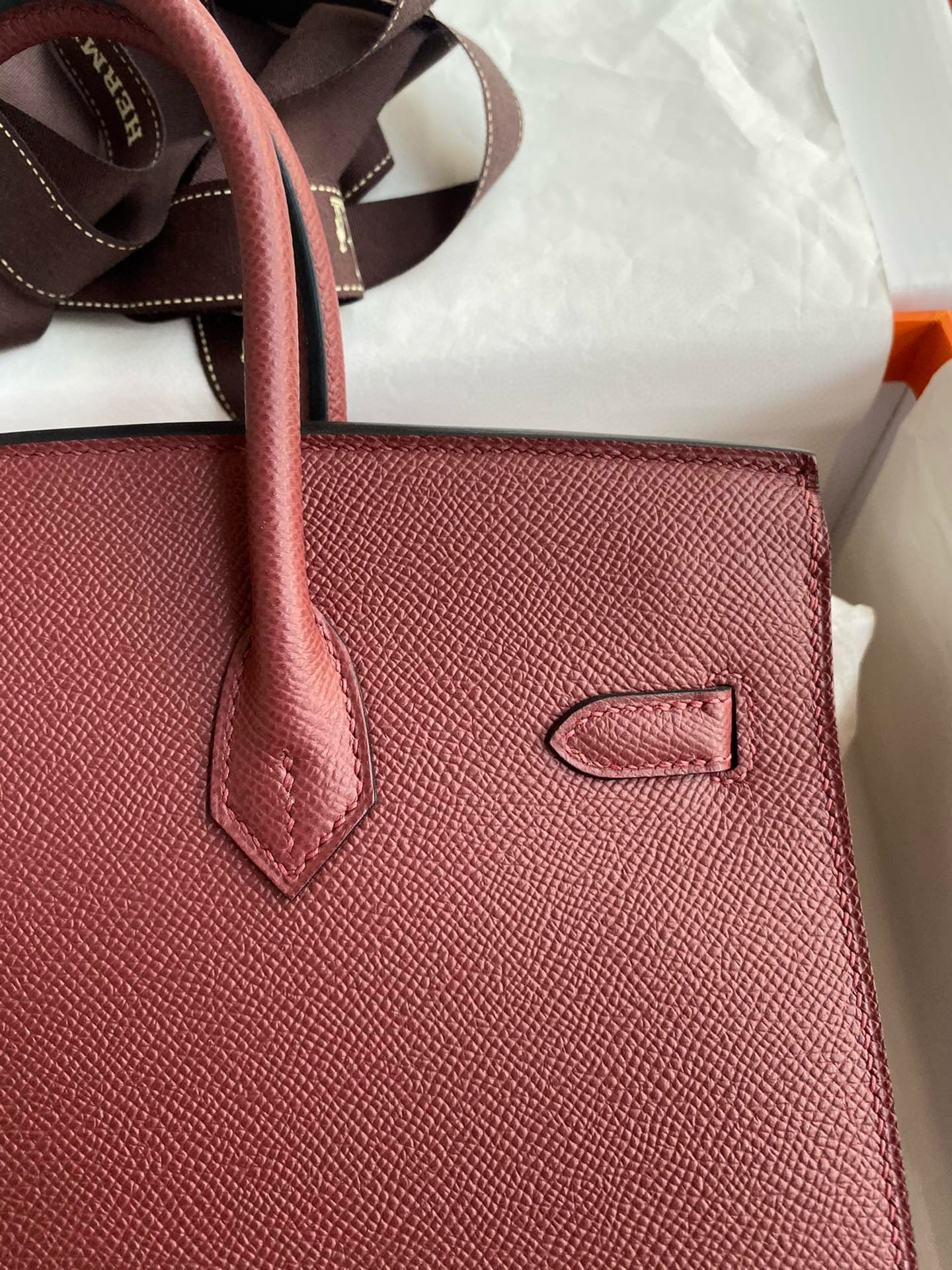 H**mes birkin 25 sellier handmade bag in rouge h epsom calfskin