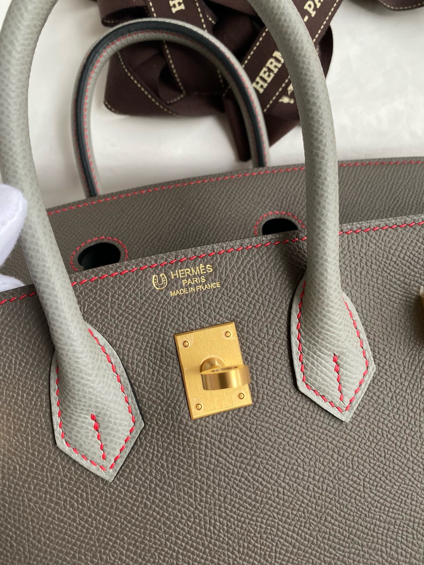 H**mes hss birkin 25 sellier bag in etain and gris mouette epsom calfskin