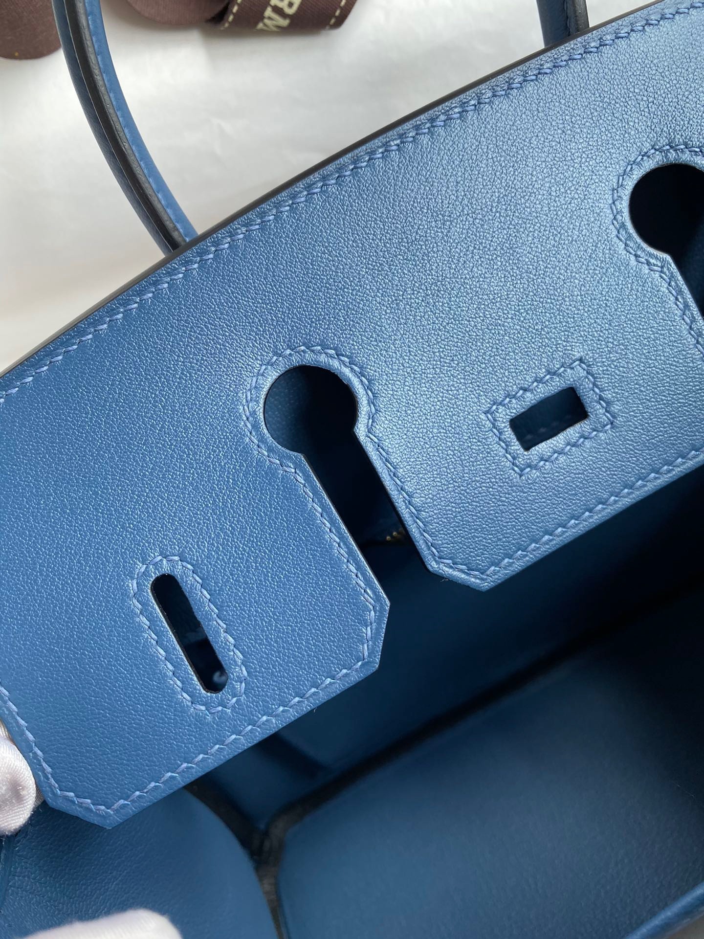 H**mes birkin 25 retourne handmade bag in deep blue swift calfskin