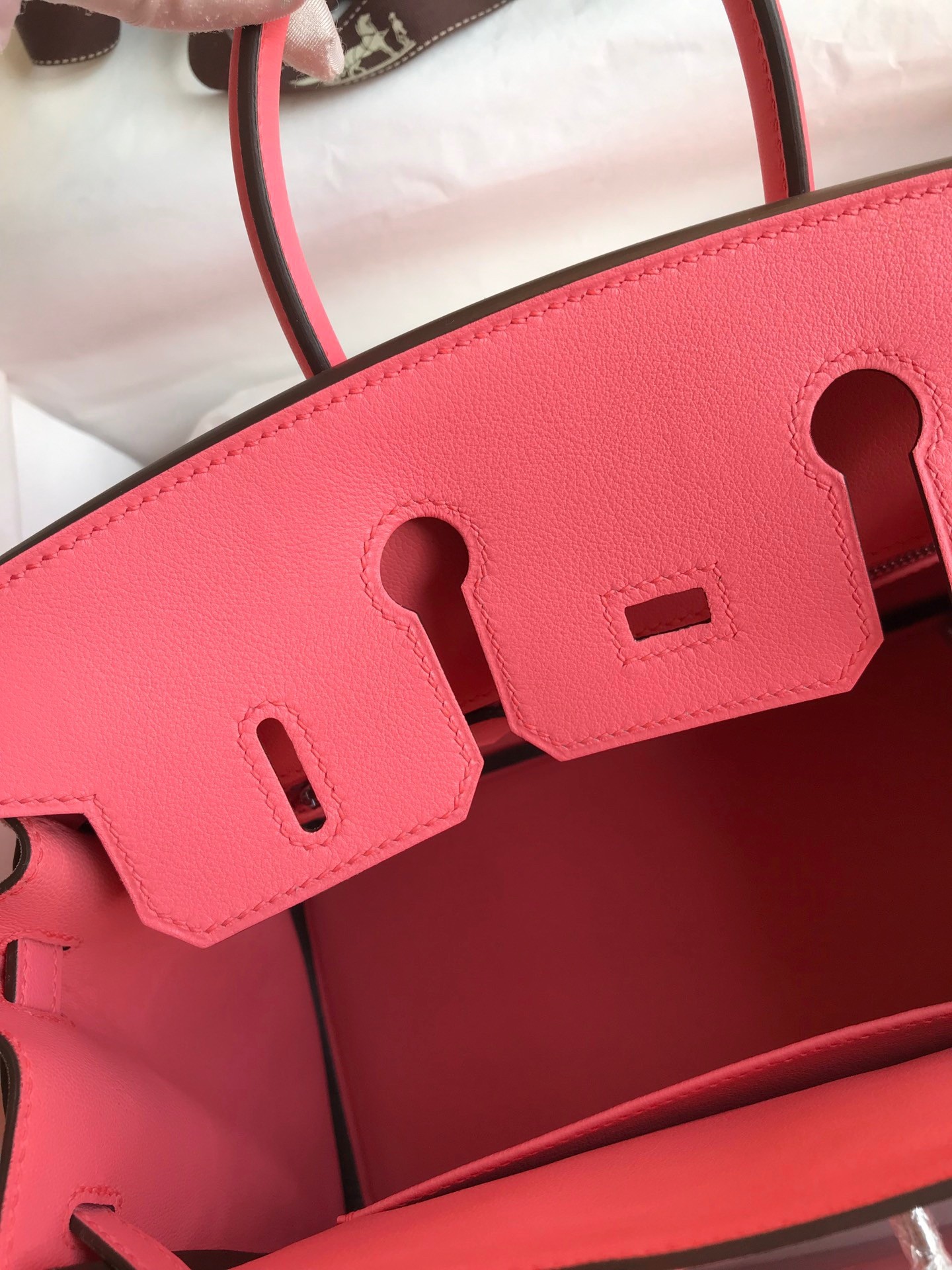 H**mes birkin 25 retourne handmade bag in rose lipstick swift calfskin