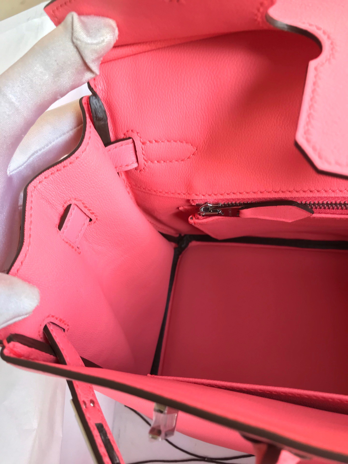 H**mes birkin 25 retourne handmade bag in rose lipstick swift calfskin