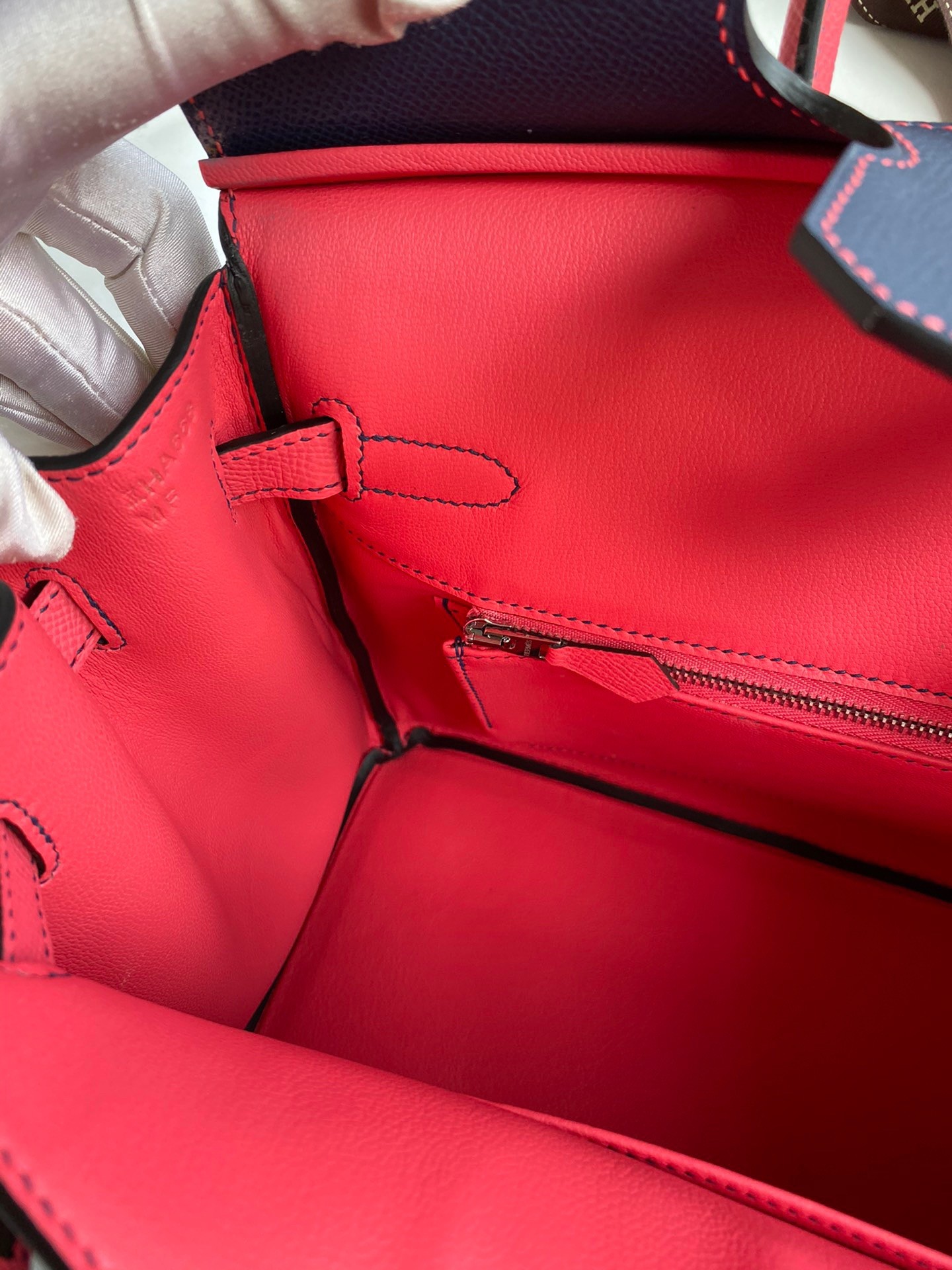 H**mes hss birkin 30 bicolor bag in blue saphir and rose lipstick epsom calfskin