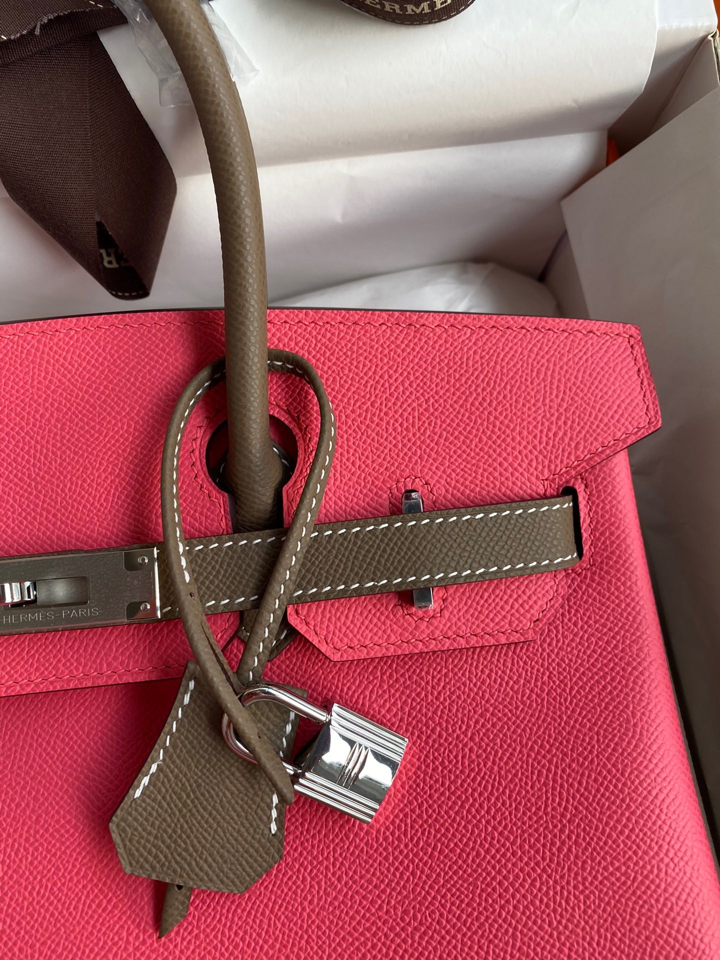 H**mes hss birkin 30 bicolor bag in rose lipstick and taupe epsom calfskin