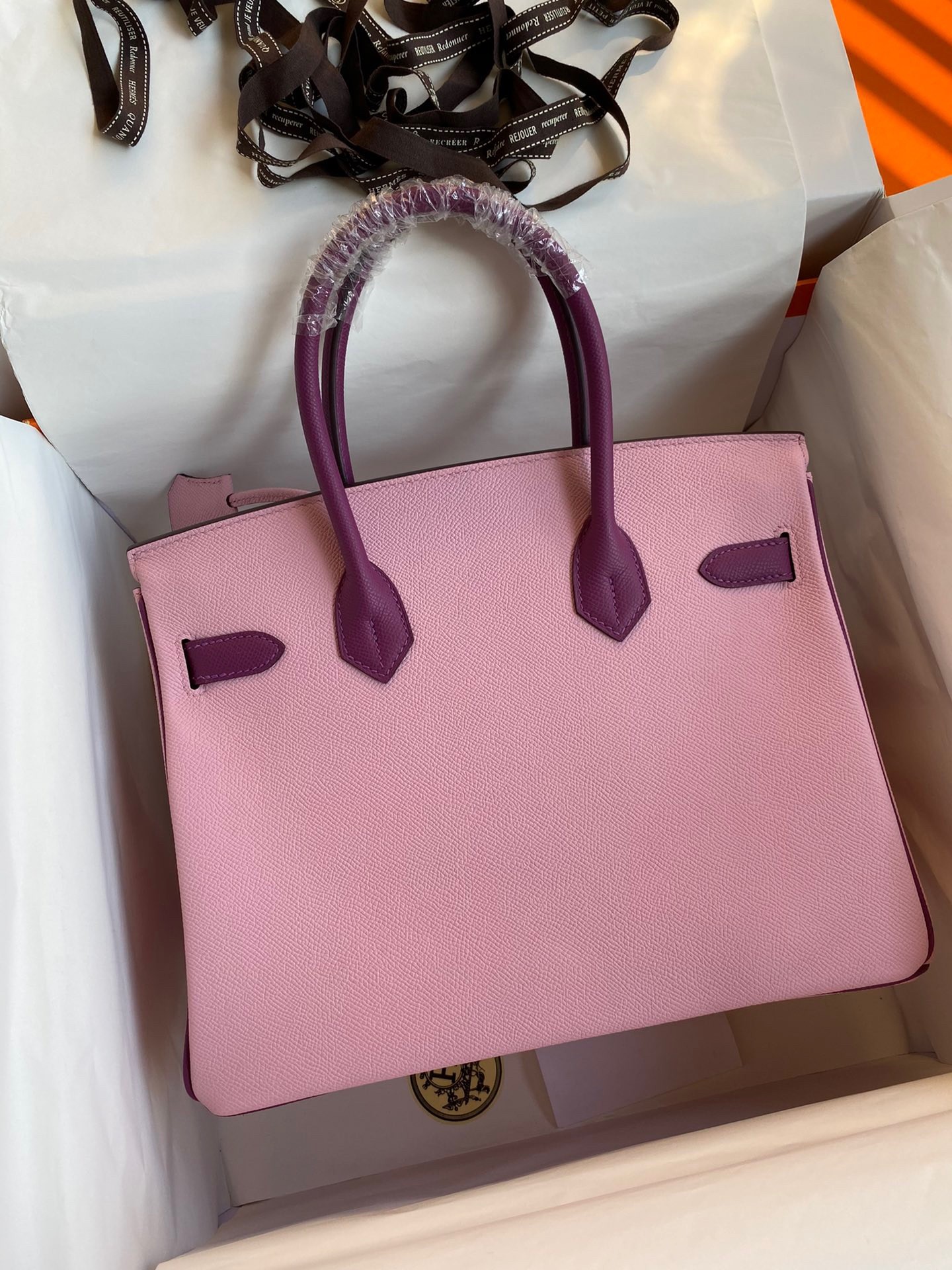 H**mes hss birkin 30 bicolor bag in mauve sylvestre and anemone epsom calfskin
