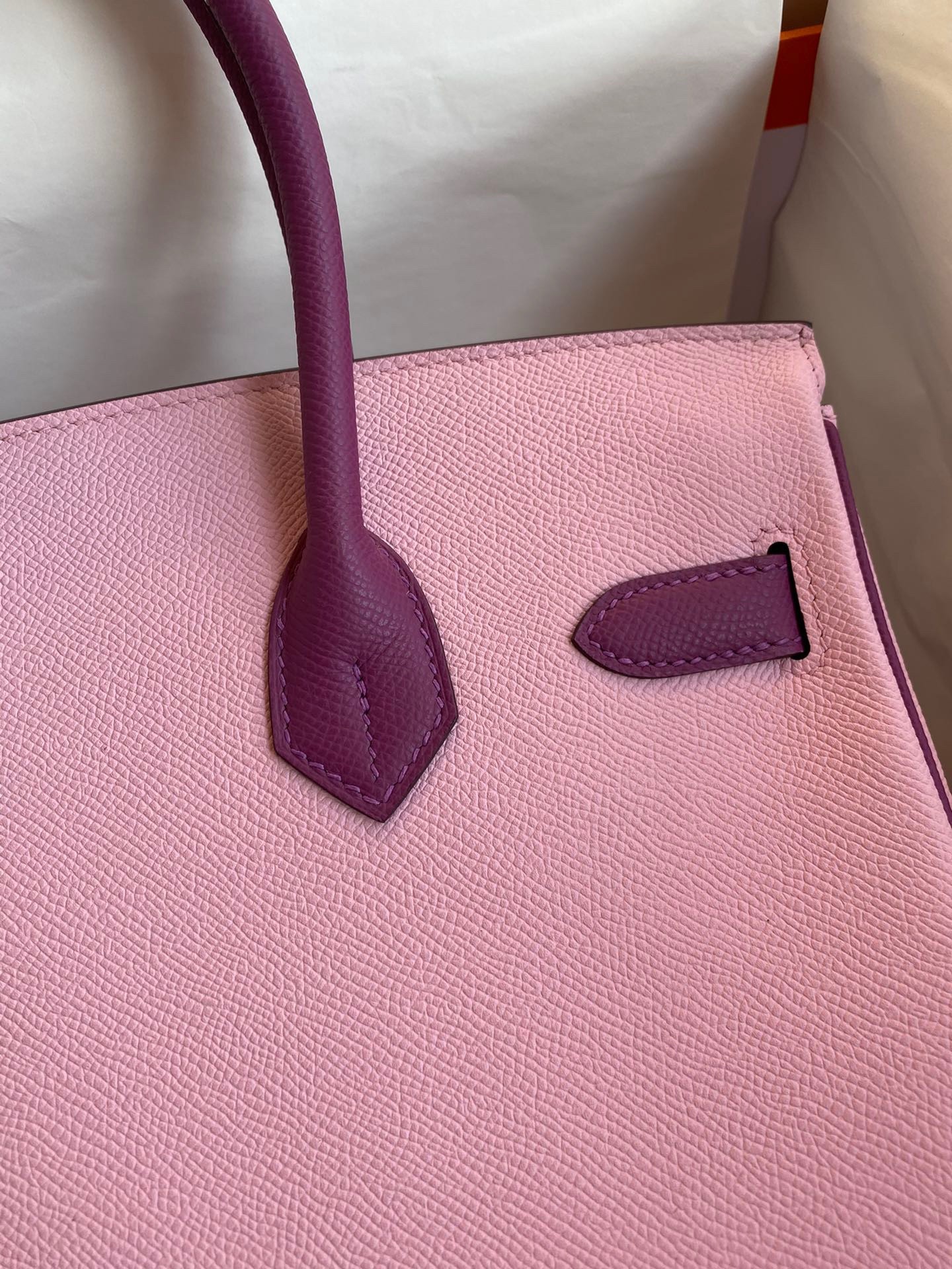 H**mes hss birkin 30 bicolor bag in mauve sylvestre and anemone epsom calfskin