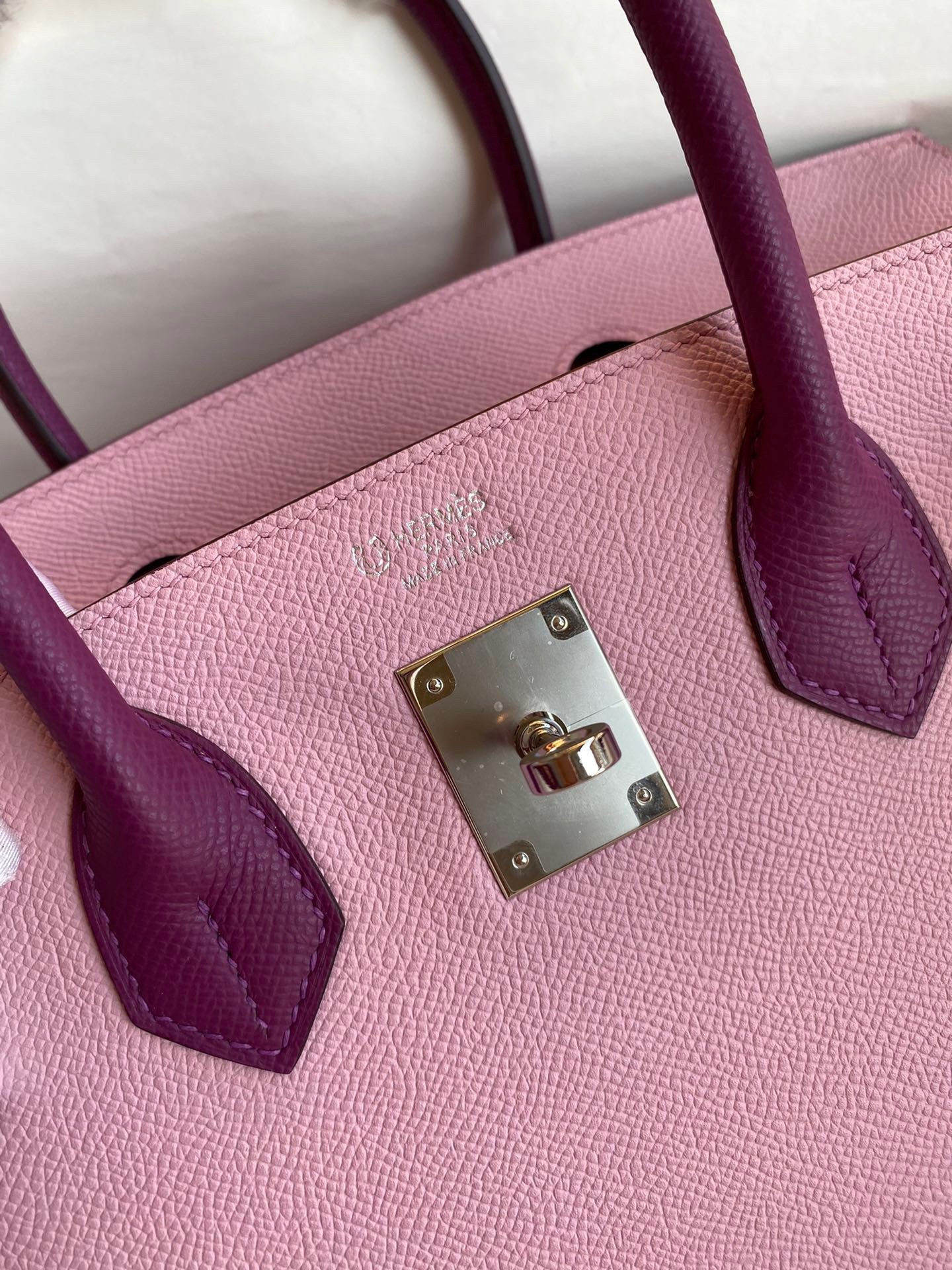 H**mes hss birkin 30 bicolor bag in mauve sylvestre and anemone epsom calfskin