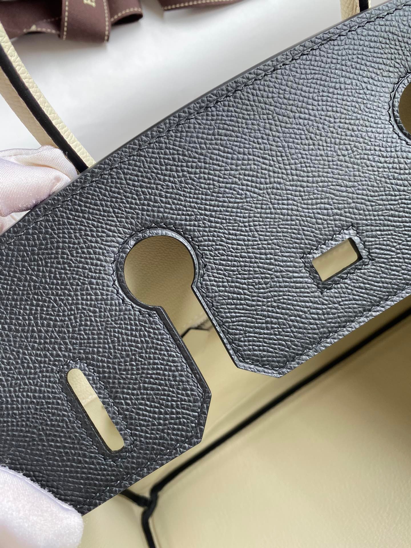 H**mes hss birkin 30 bicolor bag in black and craie epsom calfskin