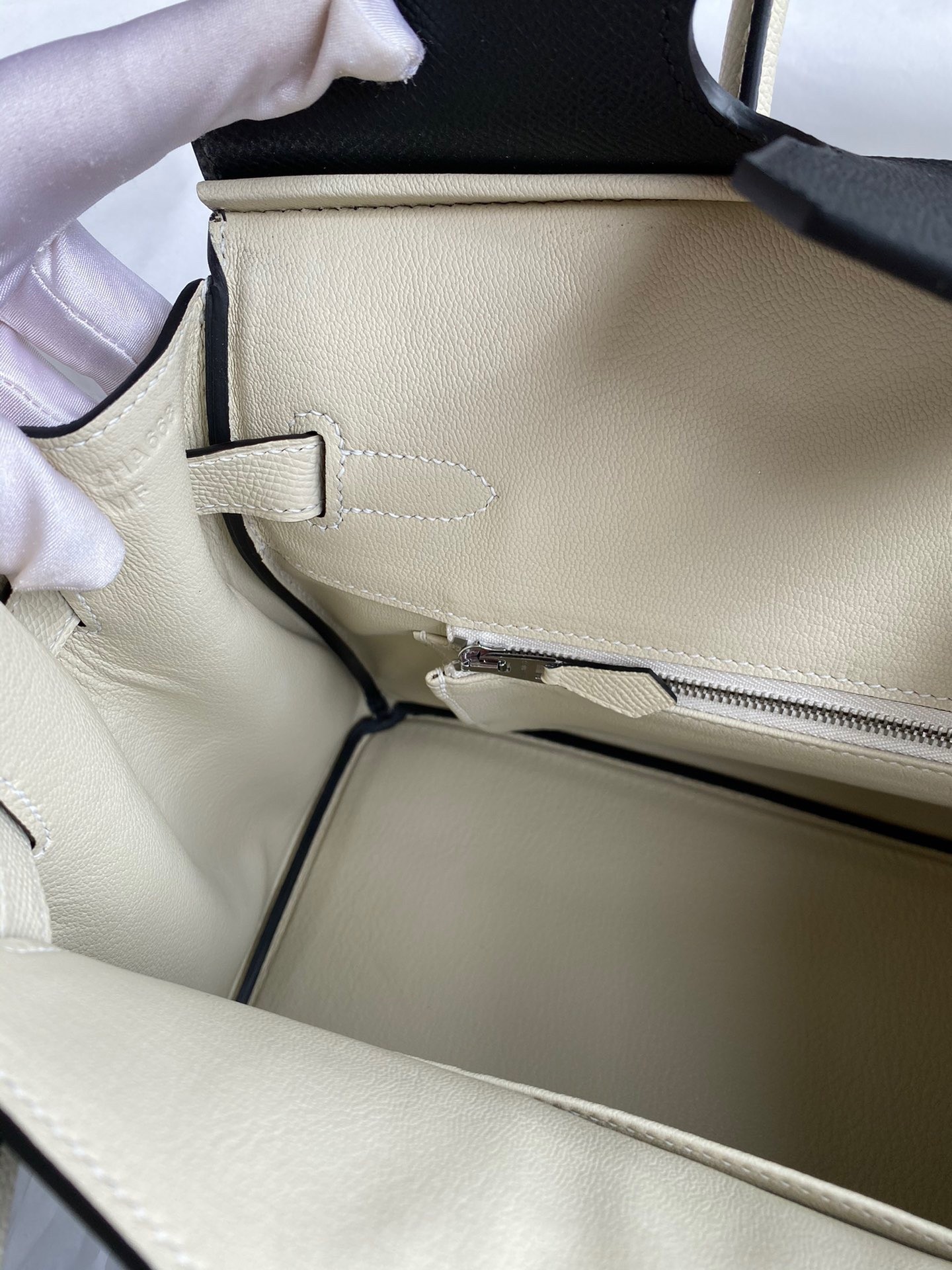 H**mes hss birkin 30 bicolor bag in black and craie epsom calfskin