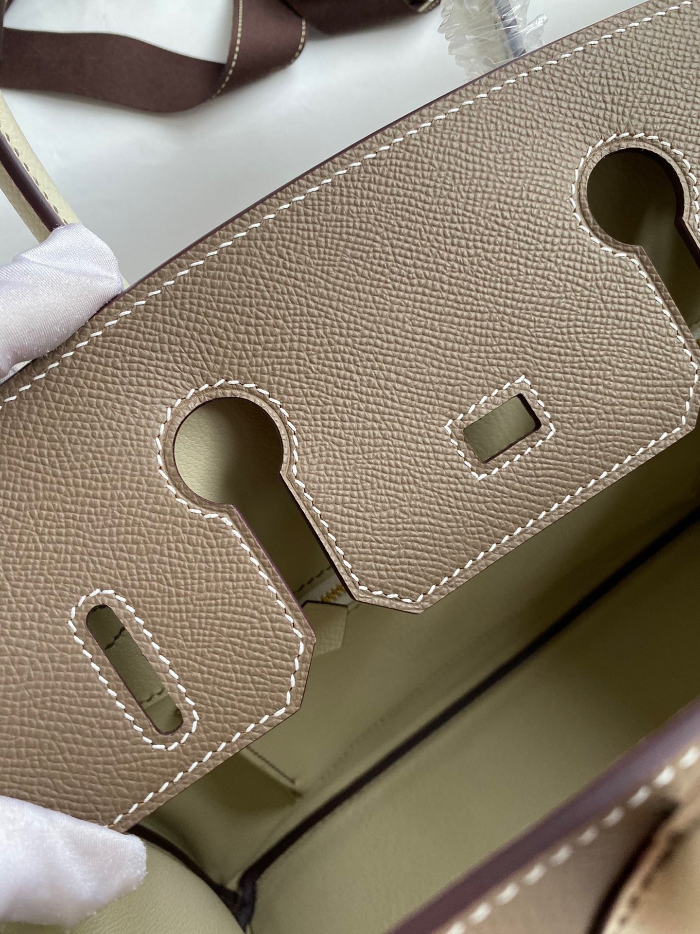 H**mes hss birkin 30 bicolor bag in taupe and craie epsom calfskin