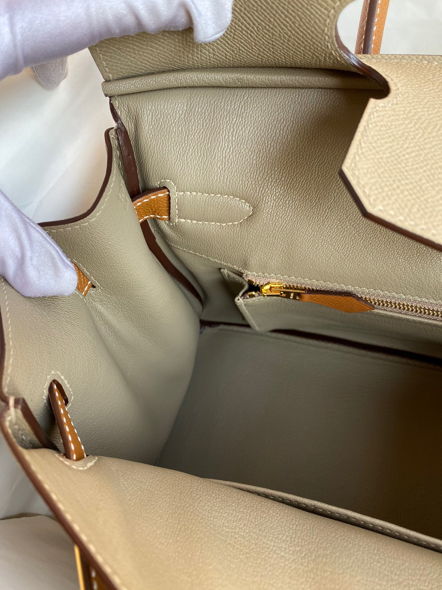 H**mes hss birkin 30 bicolor bag in trench and gold epsom calfskin