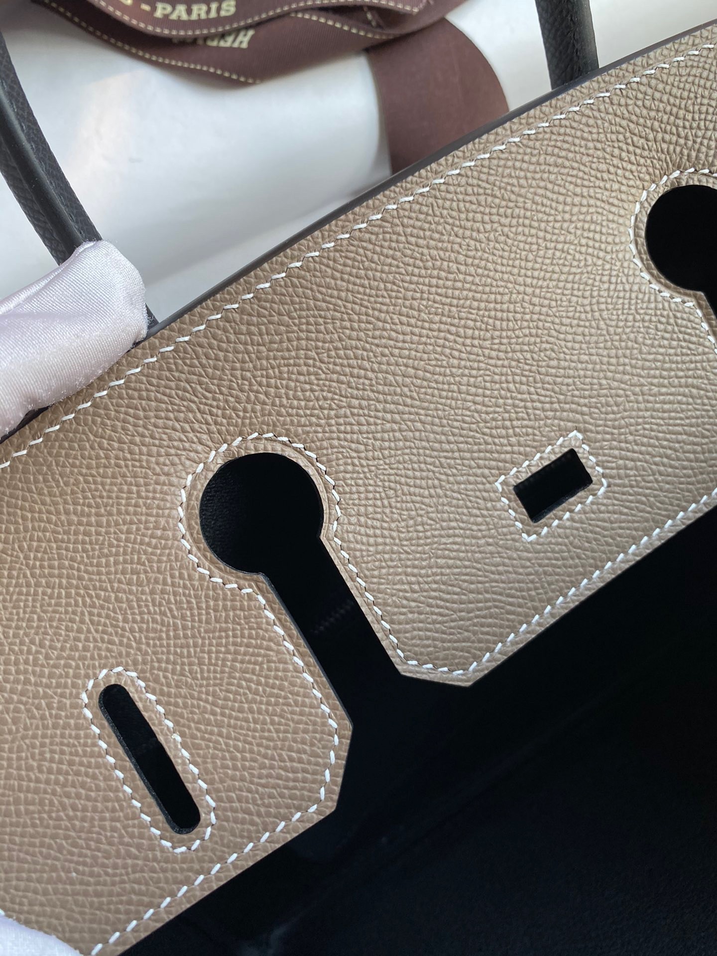 H**mes hss birkin 30 bicolor bag in taupe and black epsom calfskin