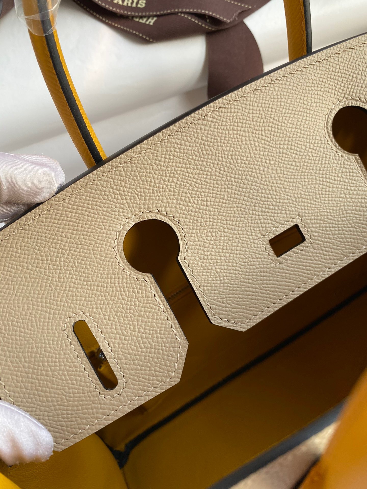 H**mes hss birkin 30 bicolor bag in trench and yellow epsom calfskin