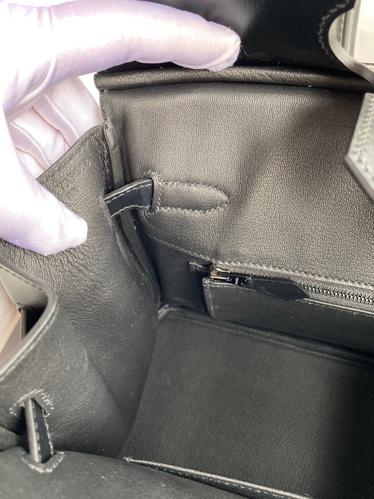 H**mes birkin 30 retourne handmade bag in black box calfskin