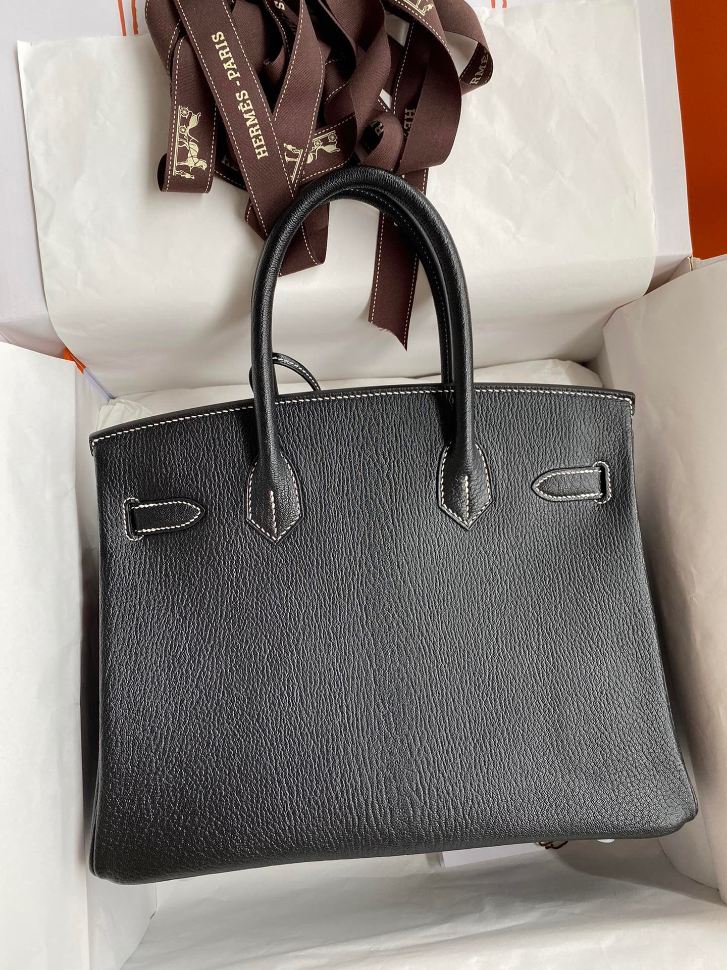 H**mes hss birkin 30 bicolor bag in black and red chevre mysore leather
