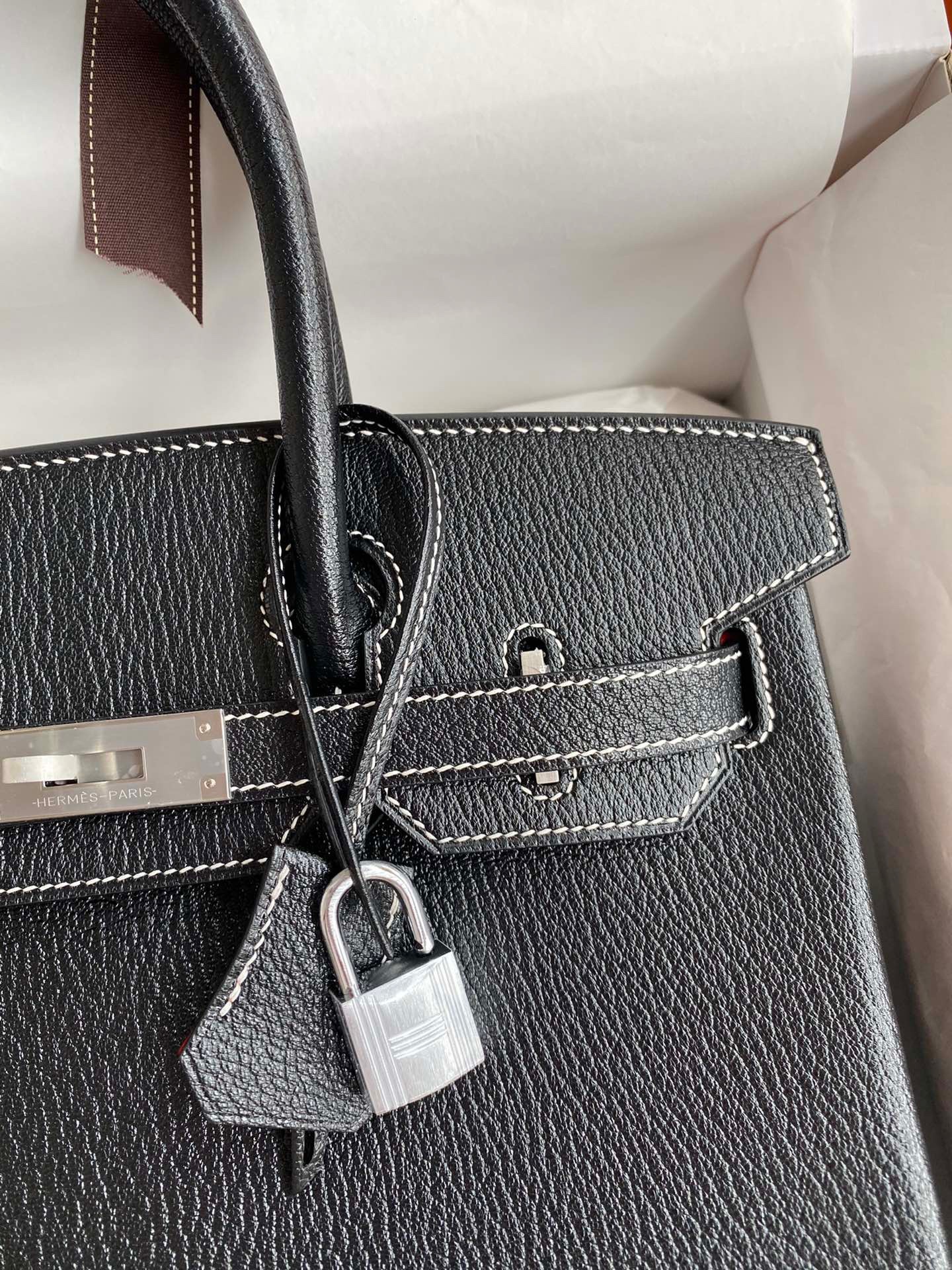 H**mes hss birkin 30 bicolor bag in black and red chevre mysore leather