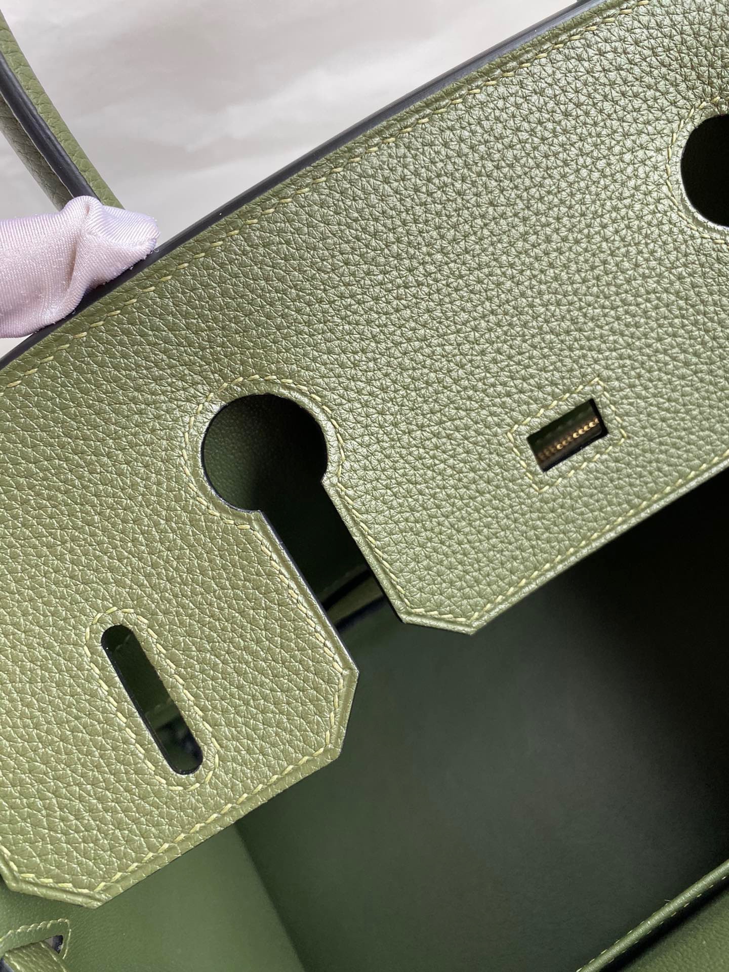 H**mes birkin 30 retourne handmade bag in green clemence leather